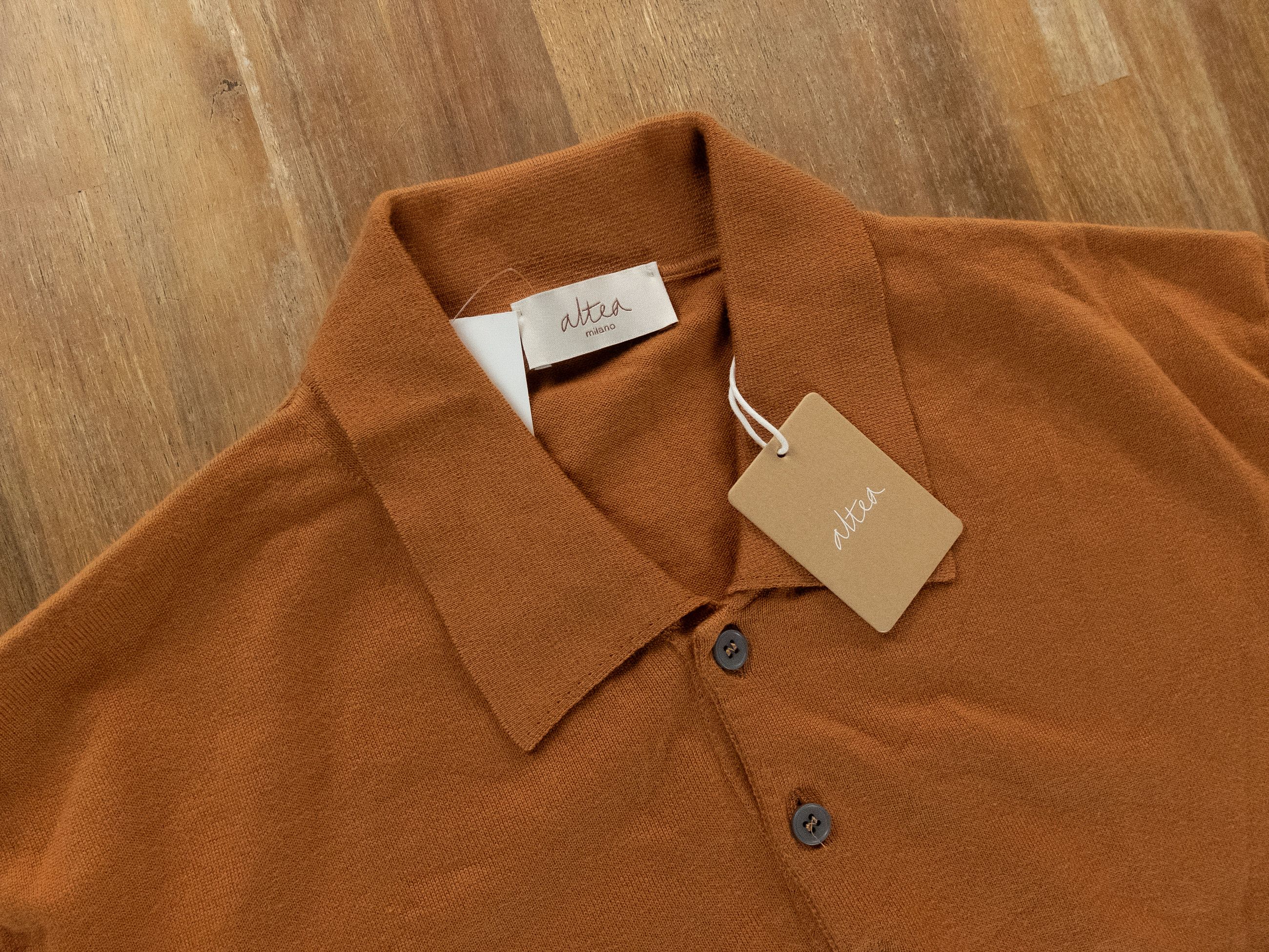 Altea ALTEA Milano burnt orange knit cotton polo shirt Size 3XL Size US XXL / EU 58 / 5 - 2 Thumbnail