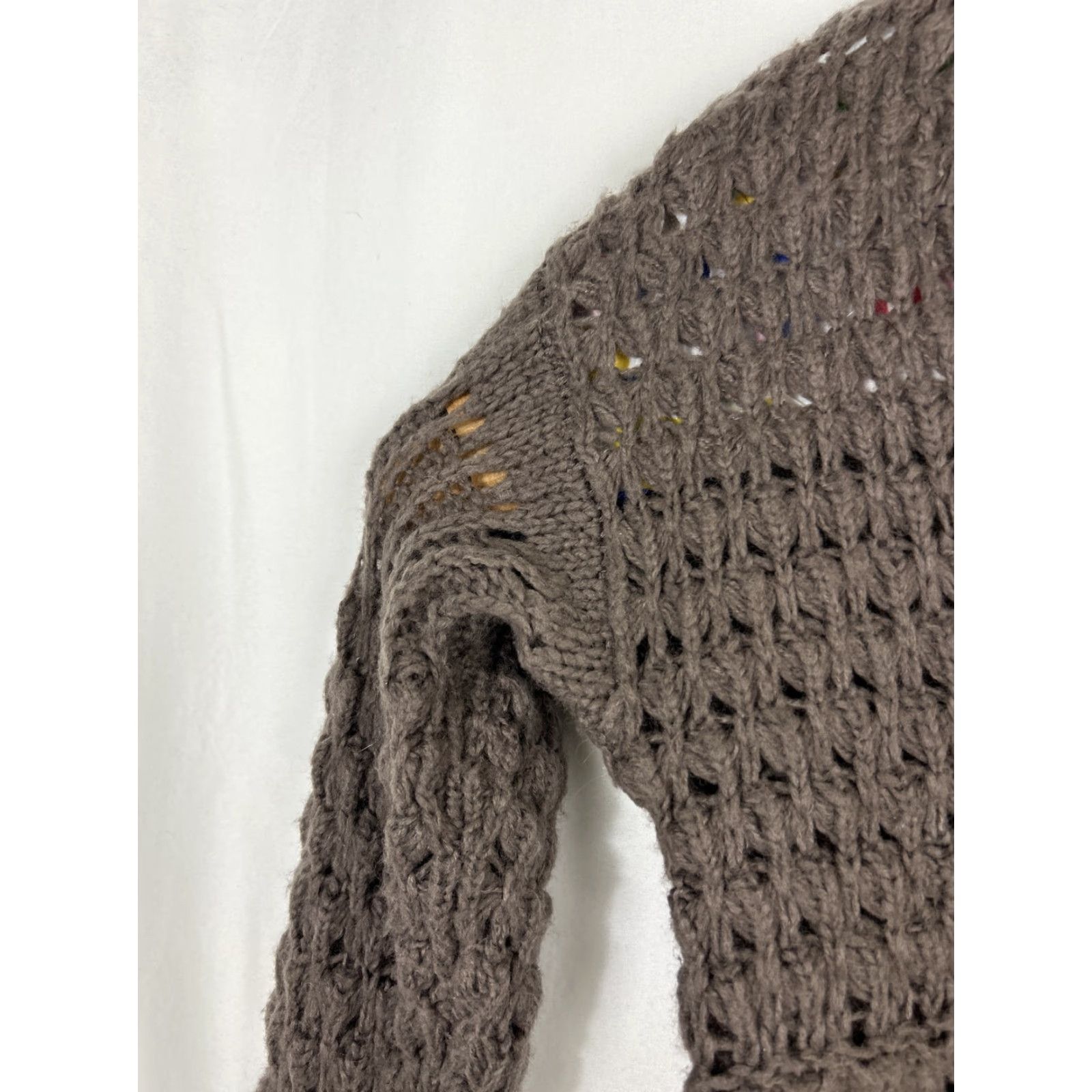 Free People Free People Brown Wool Blend Loose Chunky Knit Pullover Scoop Neck Sweater XS Size XS / US 0-2 / IT 36-38 - 3 Thumbnail