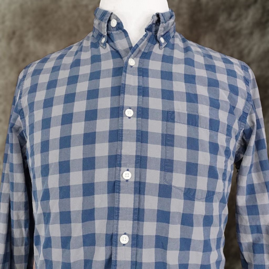 J.Crew VINTAGE J.CREW Shirt Mens Medium Blue Gray Gingham Slim Fit Button-Down Long Sleeve Size US M / EU 48-50 / 2 - 1 Thumbnail
