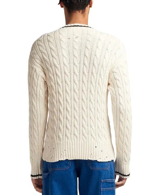 Marni o1f1d3z0326 Cable Knit V-Neck Sweater in Ivory Size US M / EU 48-50 / 2 - 2 Thumbnail