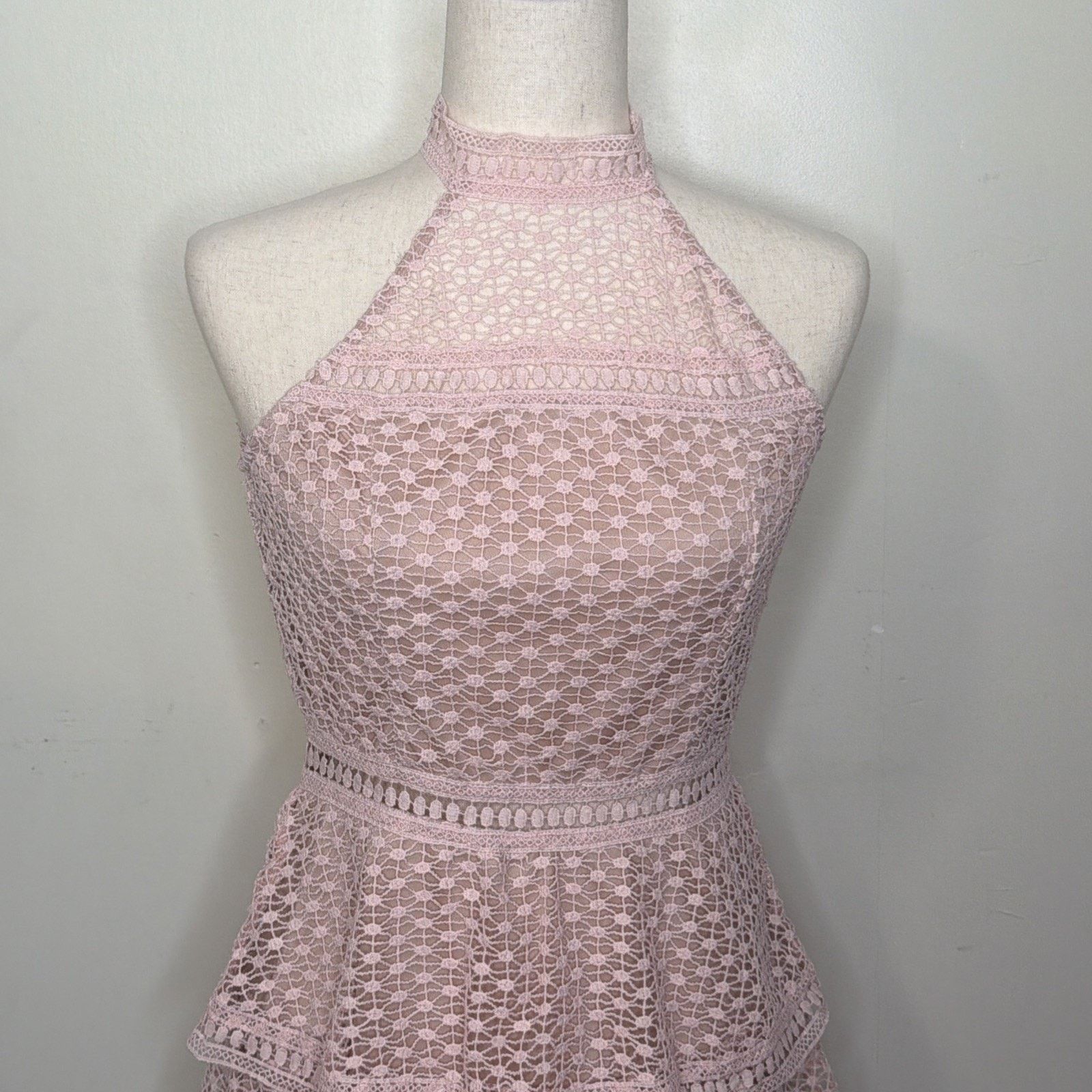 Other AX PARIS size 10 Fits size 8 Model High Neck LaceDress PINK Size L / US 10 / IT 46 - 2 Thumbnail