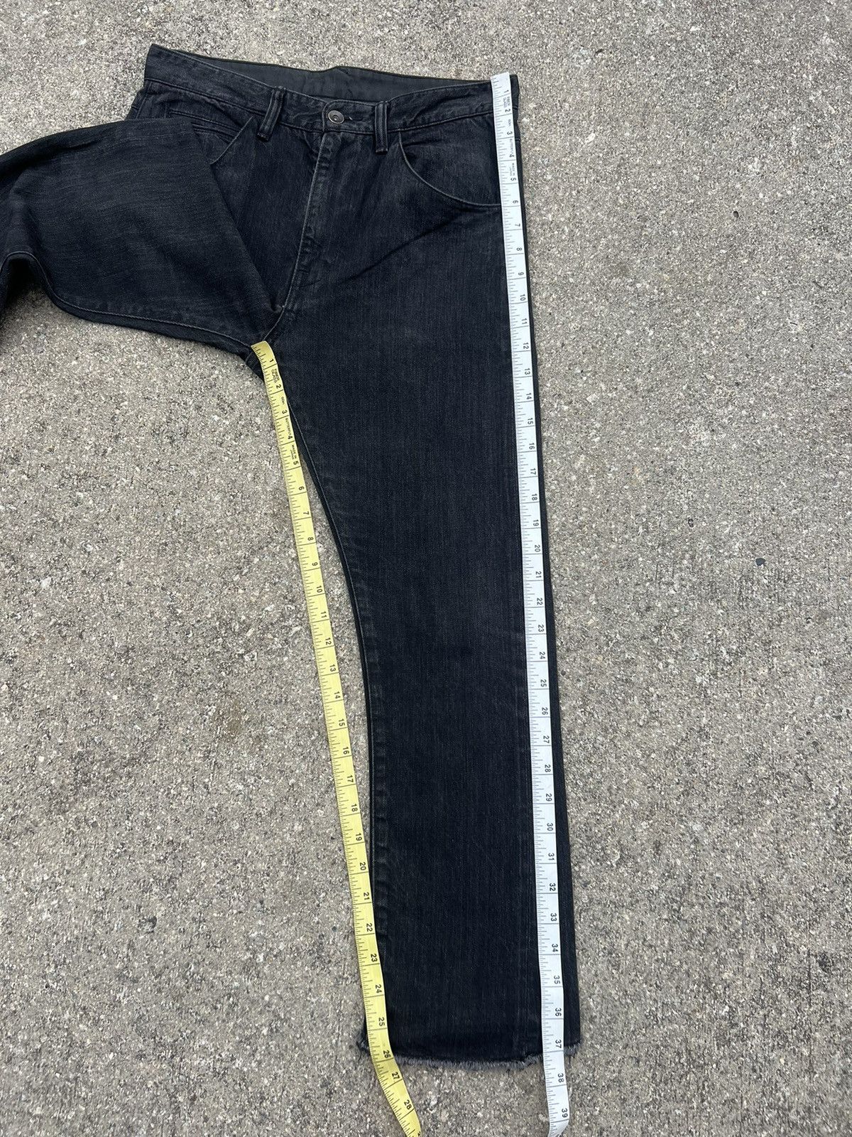 Bukht Bukht Japan Faded Black Selvedge Denim Cropped Flare Jeans Size US 30 / EU 46 - 5 Thumbnail