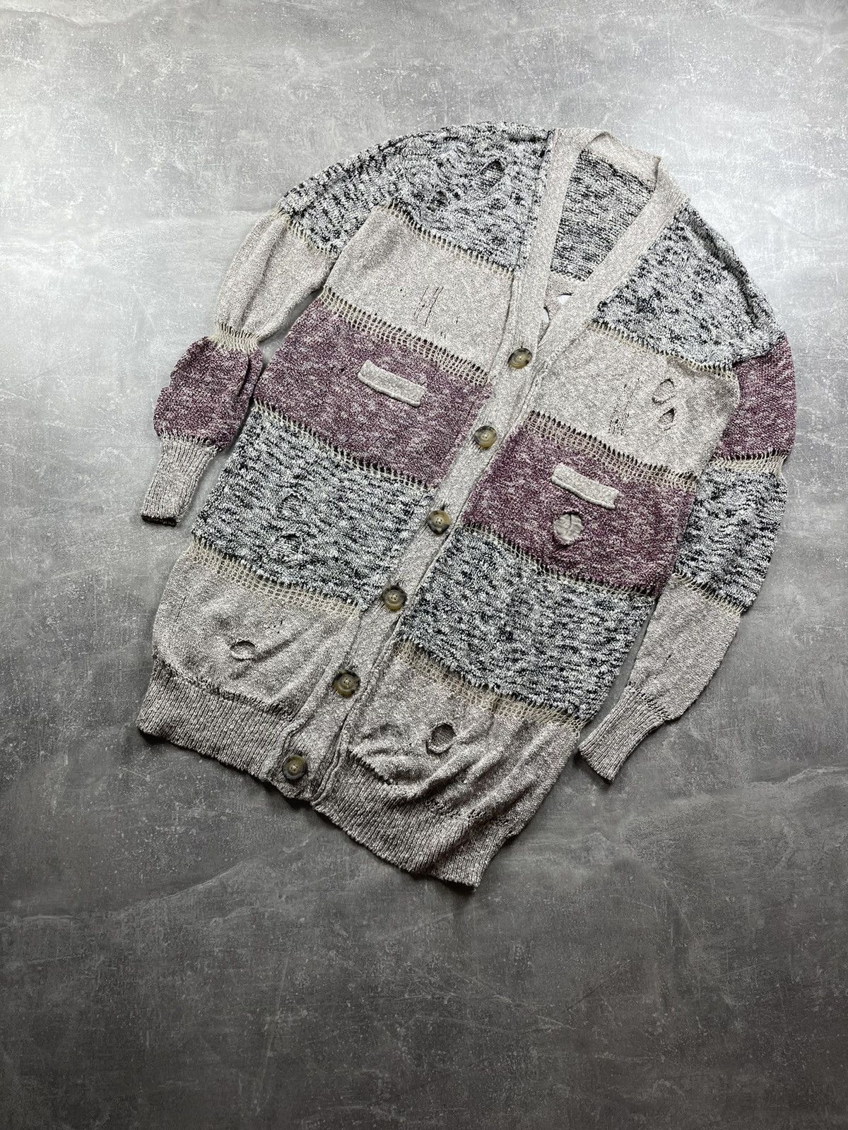 Vivienne Westwood Vivienne Westwood Chunky Knit Long Cardigan Beige Burgundy Size ONE SIZE - 1 Thumbnail