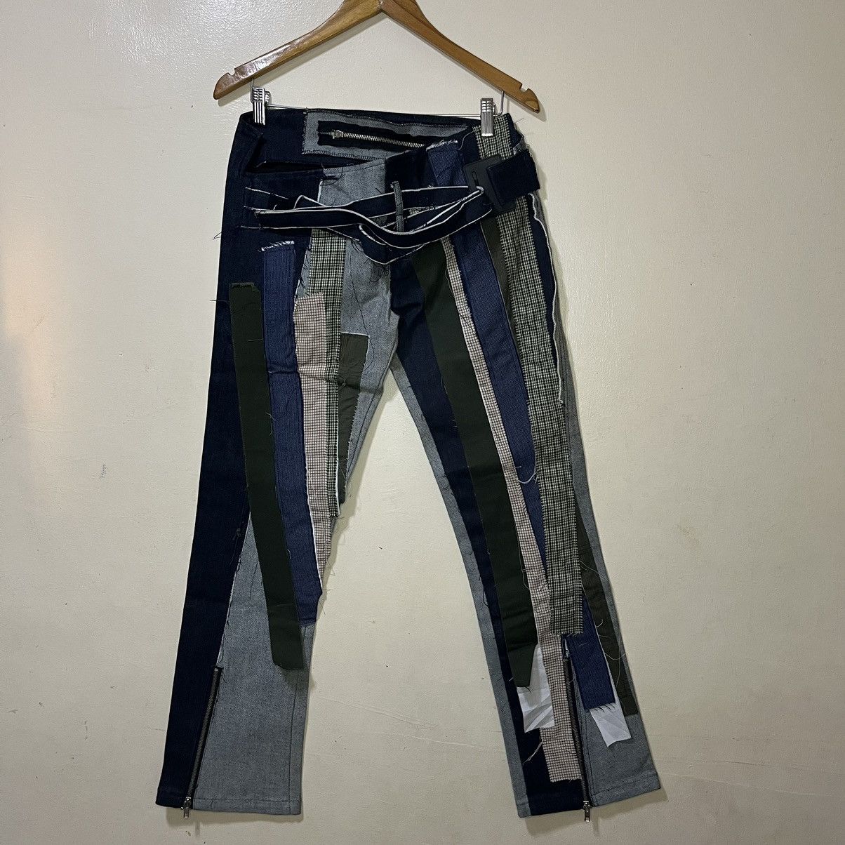Japanese Brand MEP APOSTROPHE (T) ME PATCHWORK FLARED UNCLE ZIP DENIM PANTS Size US 32 / EU 48 - 1 Thumbnail