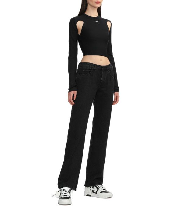 Off-White o1s22i1n0824 long-sleeved Cropped Top in Black Size M / US 6-8 / IT 42-44 - 2 Thumbnail