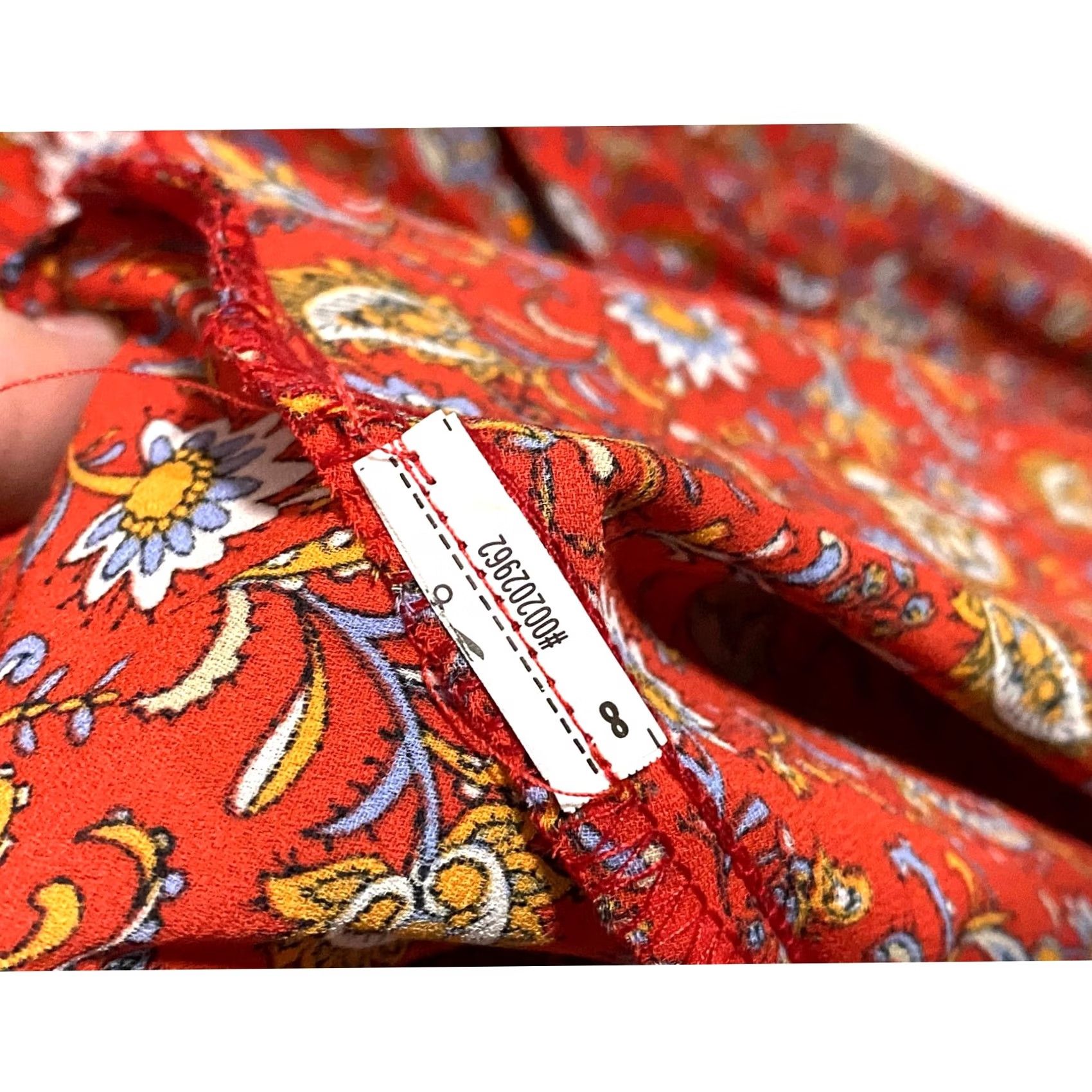 Harmony Red Paisley Floral V Neck Wrap Dress Womens S Tie Waist Boho Chic Summer Rayon Size S / US 4 / IT 40 - 7 Thumbnail