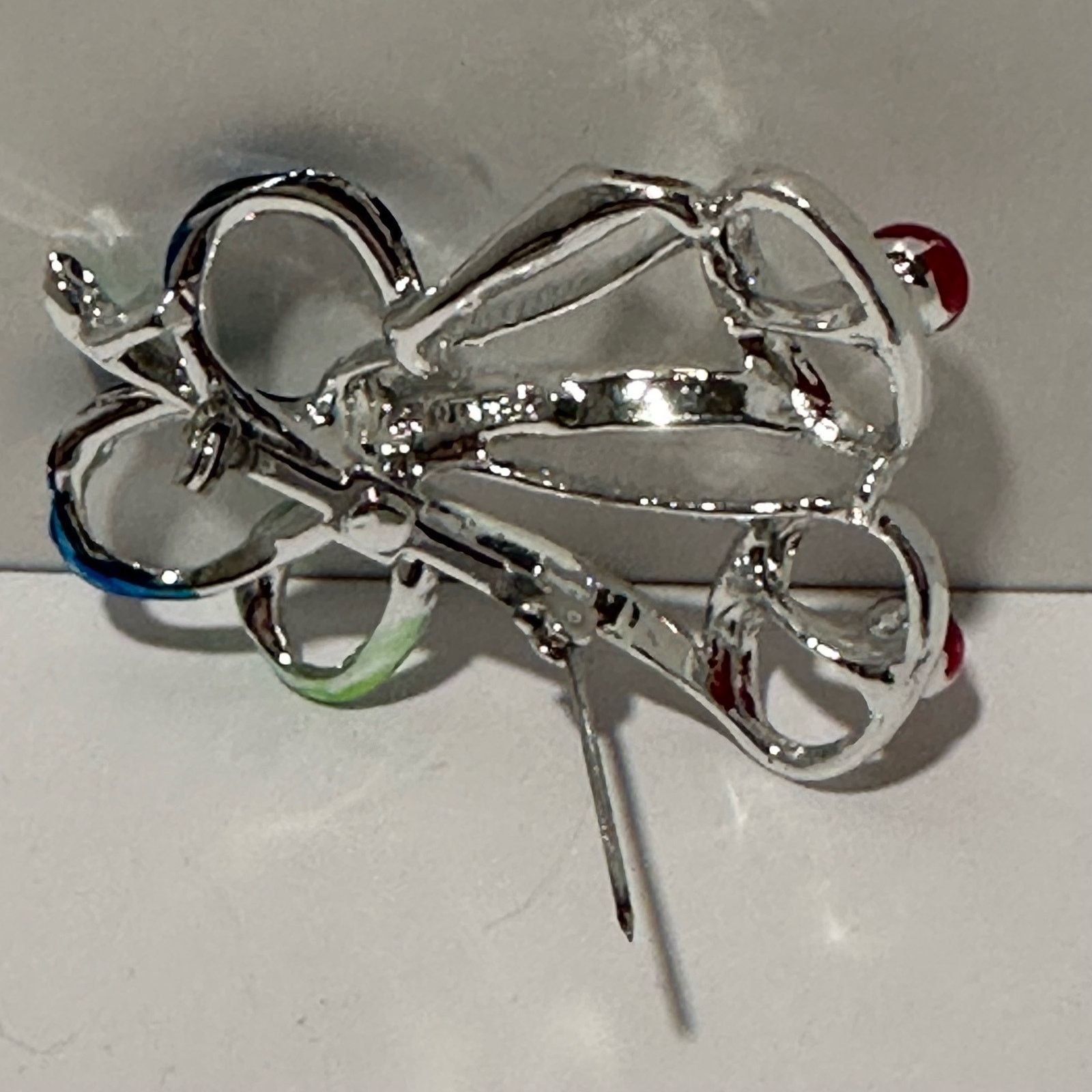 Vintage VTG Sign Gerry Christmas Ribbon Bells Silver Brooch Pin Size ONE SIZE - 3 Thumbnail