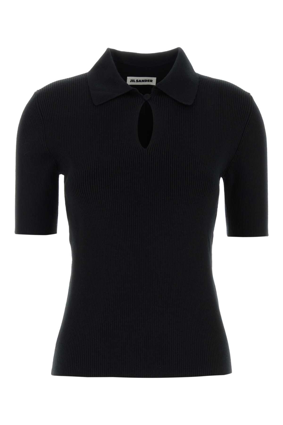 Jil Sander Black Wool Polo Shirt Size S / US 4 / IT 40 - 1 Thumbnail