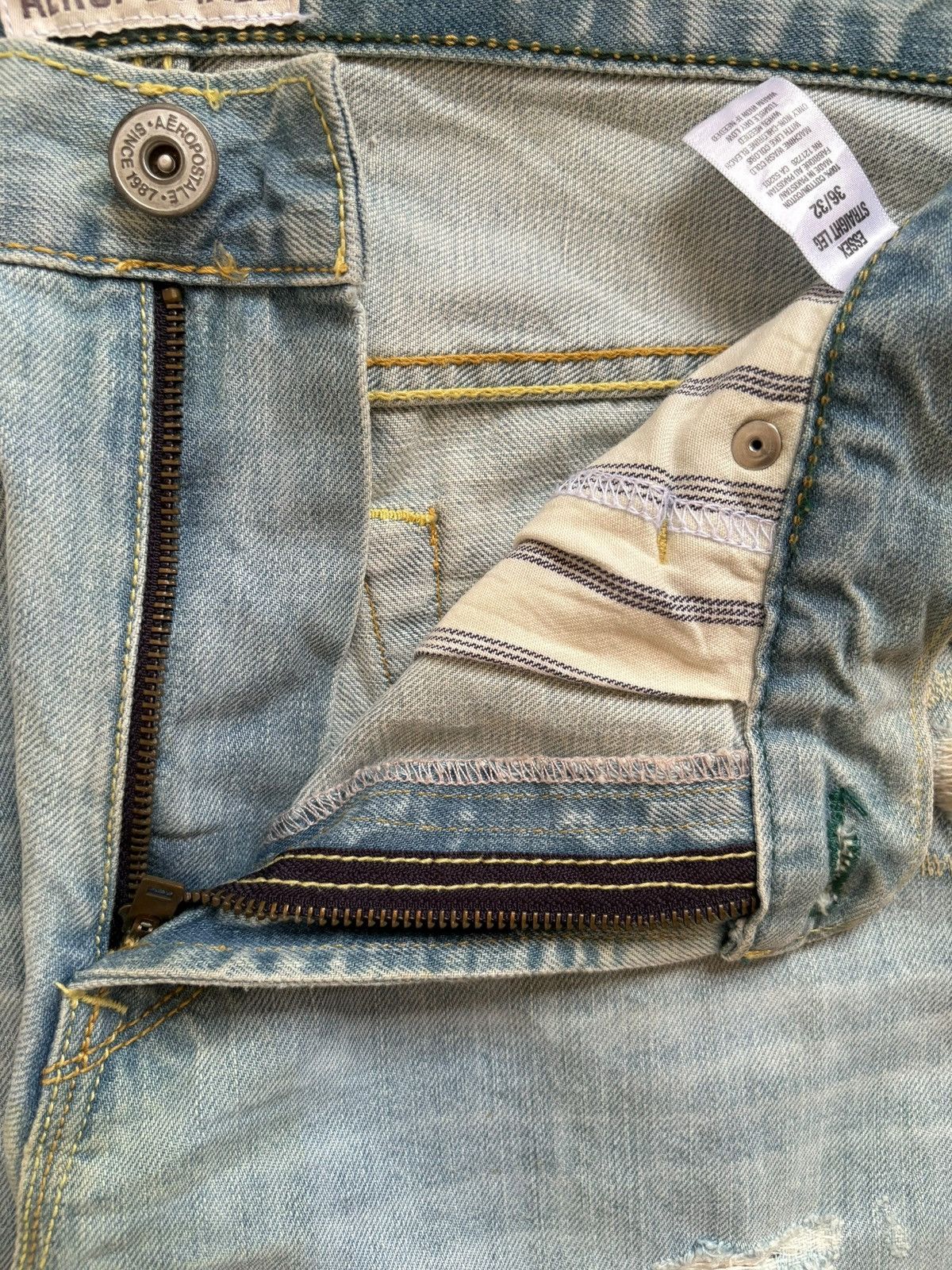 Aeropostale × Japanese Brand Vintage Japanese Brand Sashiko Style Rip Loose Baggy Jeans Size US 38 / EU 54 - 9 Thumbnail