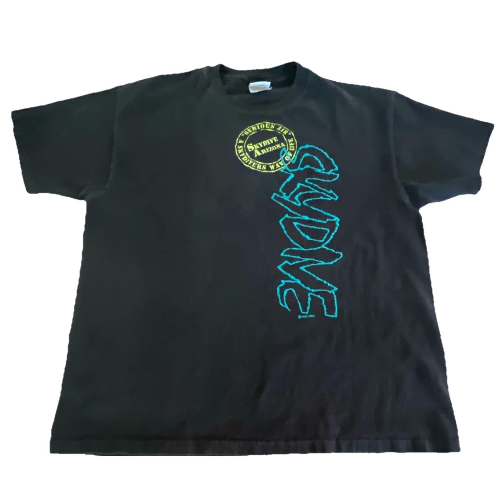 Hanes VINTAGE Sky Dive T Shirt Men’s XL Black Single Stitch Double Sided 1990s Men Size US XL / EU 56 / 4 - 4 Thumbnail