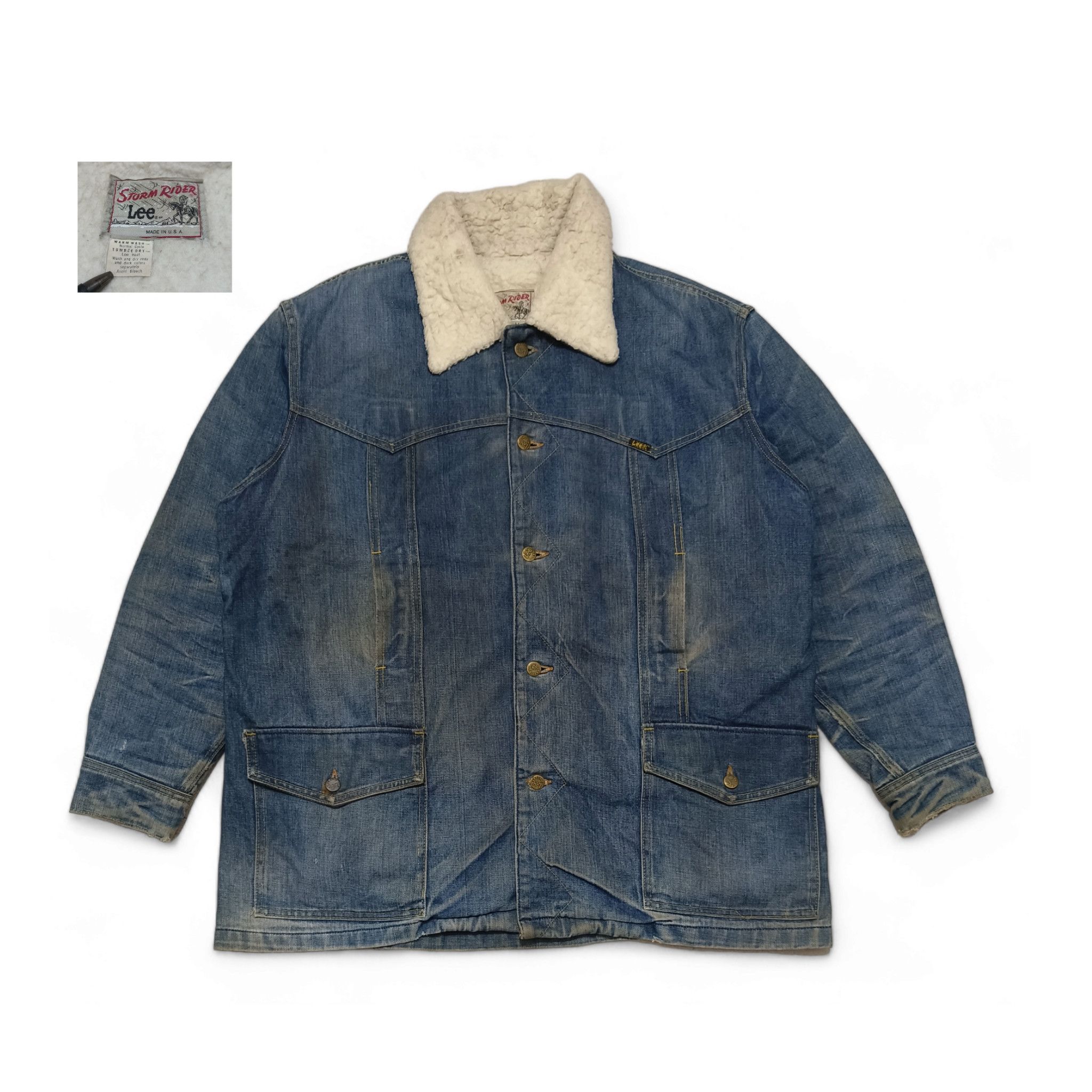 Lee Vintage 70s Lee Storm Rider Made in USA Denim Chore Jacket Size US L / EU 52-54 / 3 - 3 Thumbnail