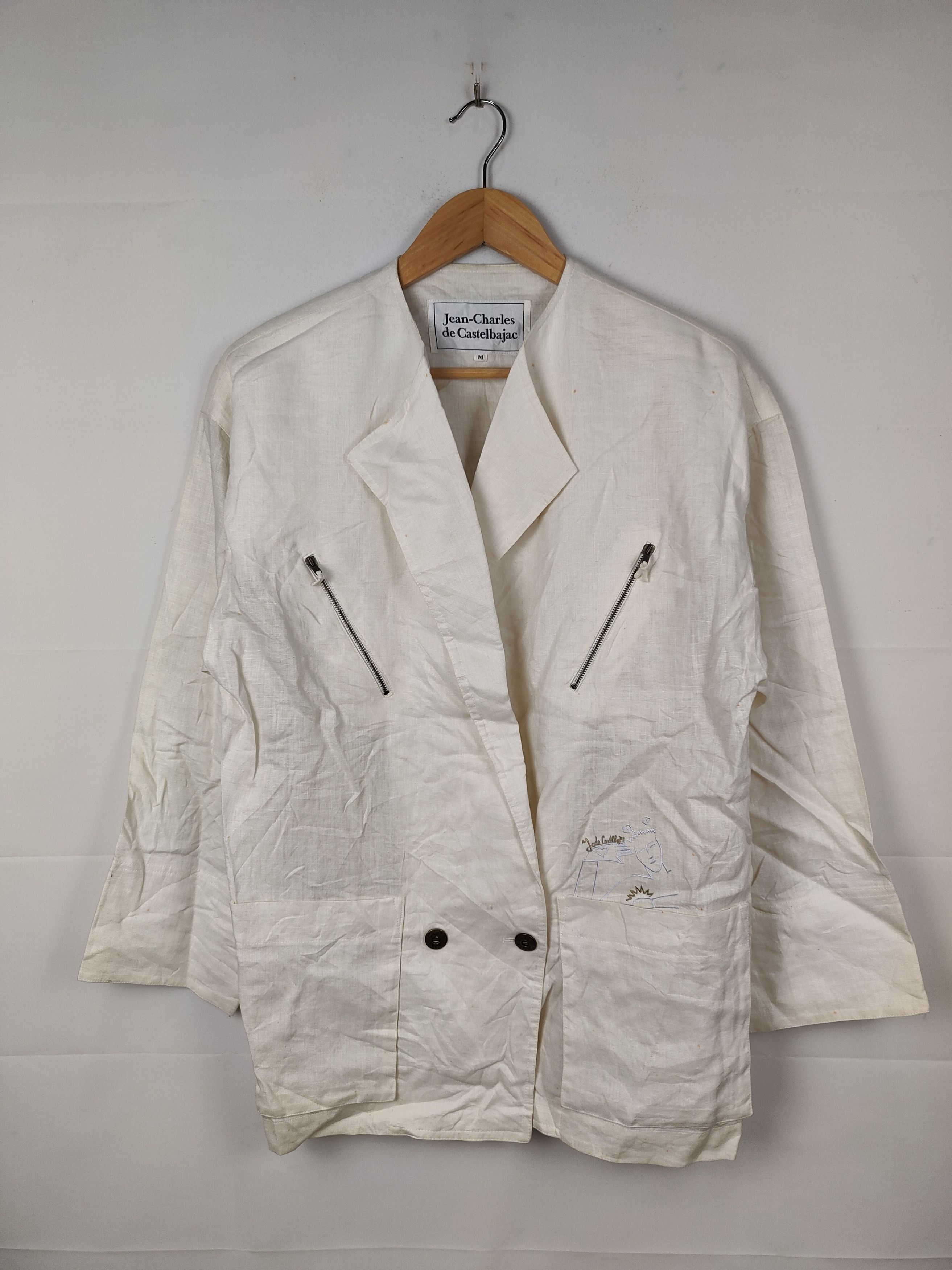 Jean Charles De Castelbajac Jean-Charles de Castelbajac white linen blazer Size US M / EU 48-50 / 2 - 1 Thumbnail