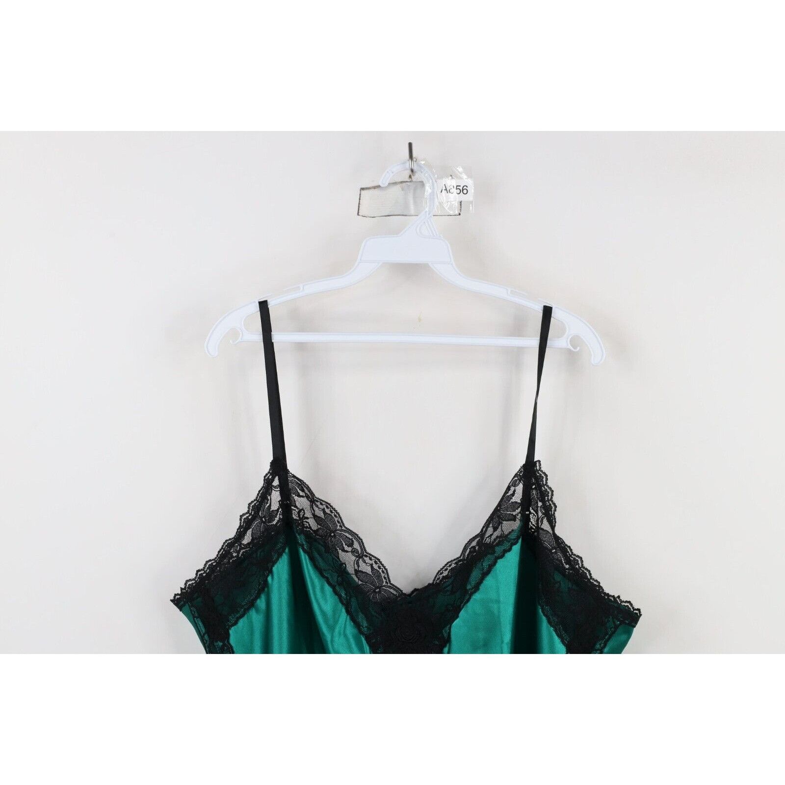 Vintage Vintage 90s Rockabilly Silky Satin Snap Crotch Lace Cami Size 4XL / US 24-26 - 2 Thumbnail