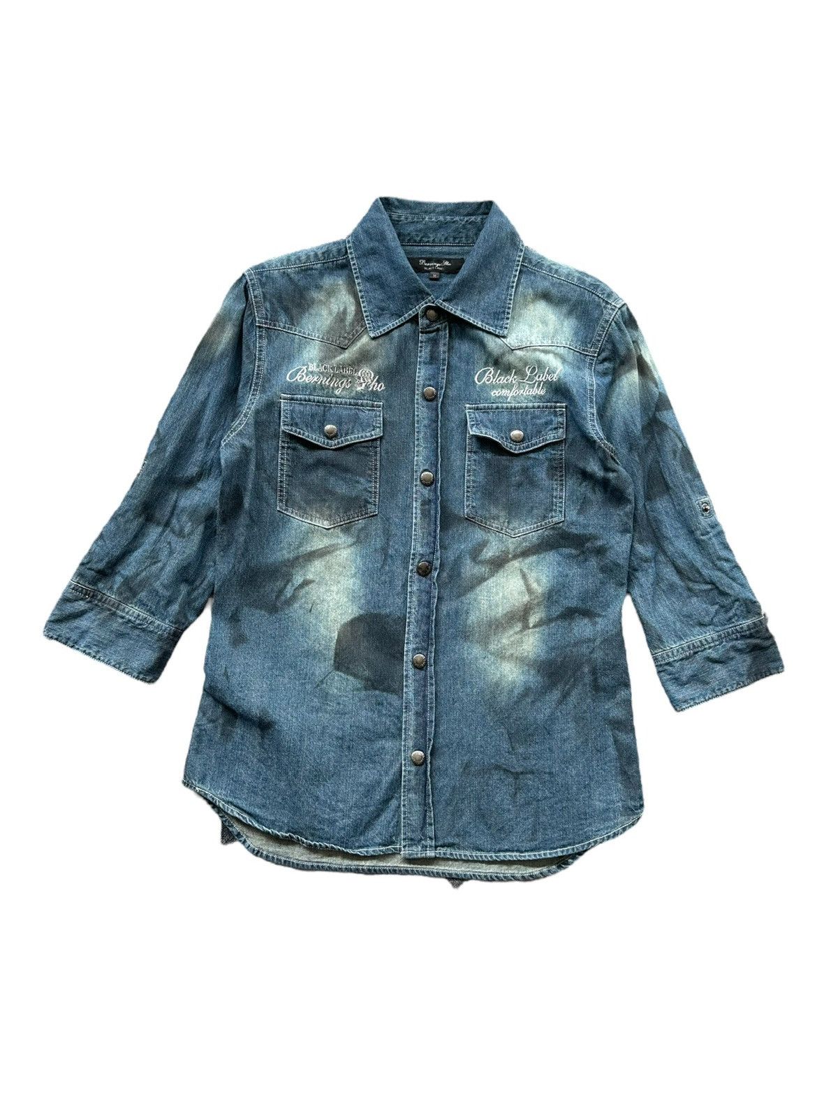 BERNINGS SHO 00's Berning Sho Black Label dirty mud max denim shirt Size US M / EU 48-50 / 2 - 3 Thumbnail