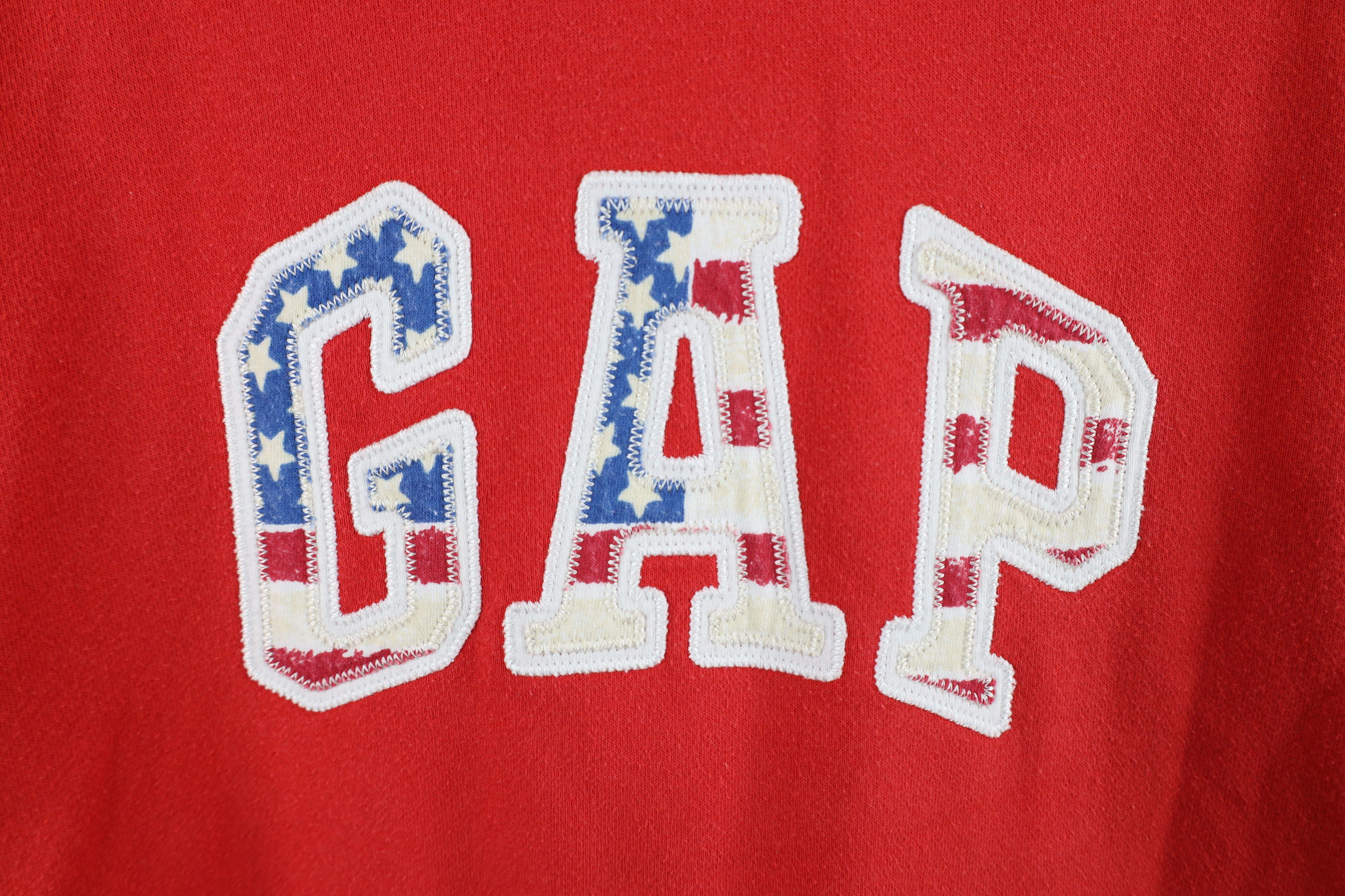 Gap × Vintage Vintage Y2K Gap Block Letter USA Flag Hoodie Sweatshirt Red Size XXL / US 16-18 / IT 52-54 - 4 Thumbnail
