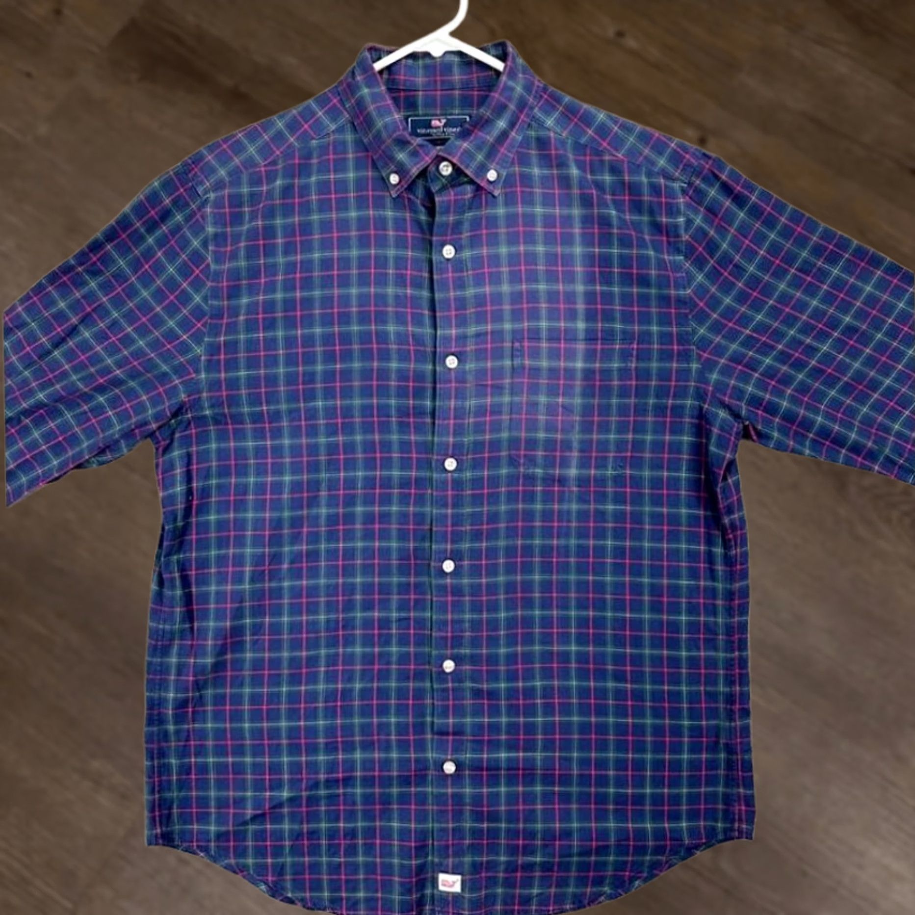 Vineyard Vines Vineyard Vines Murray Button Down Shirt Mens Medium Blue Plaid Classic Fit Knit Cotton Pocket Ocean Size US M / EU 48-50 / 2 - 1 Thumbnail
