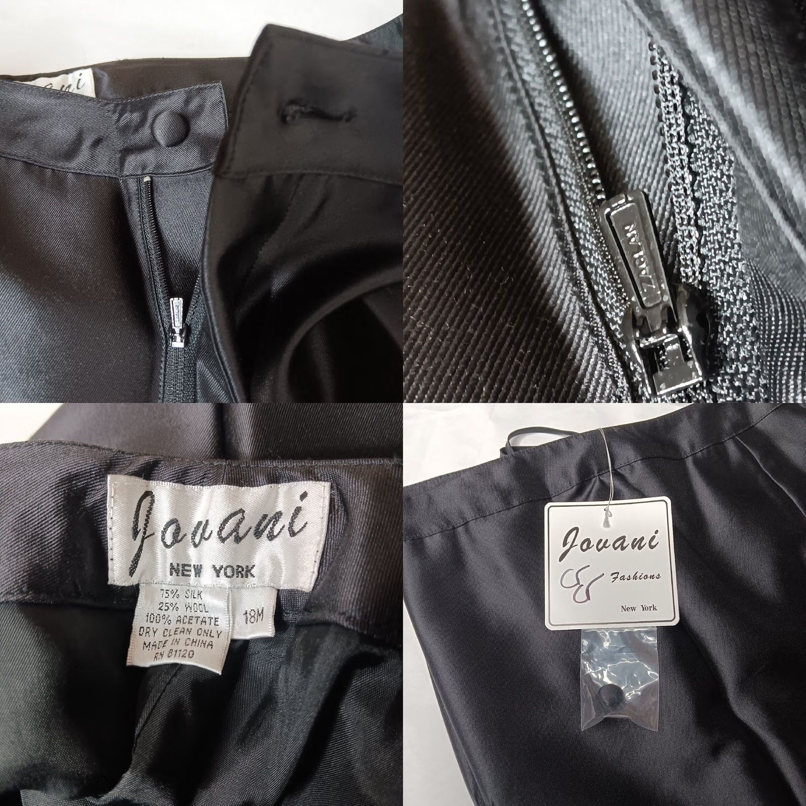 Vintage Jovani New York Womens Pants Black Formal Wide Leg Silk Wool Blend Size 18 Size 40" / US 18 - 8 Thumbnail