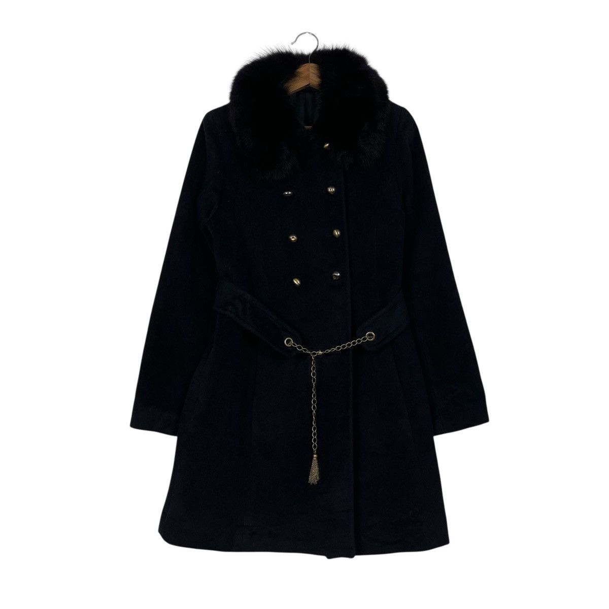 Comme Ca Ism Black Double Breasted Women Coat
