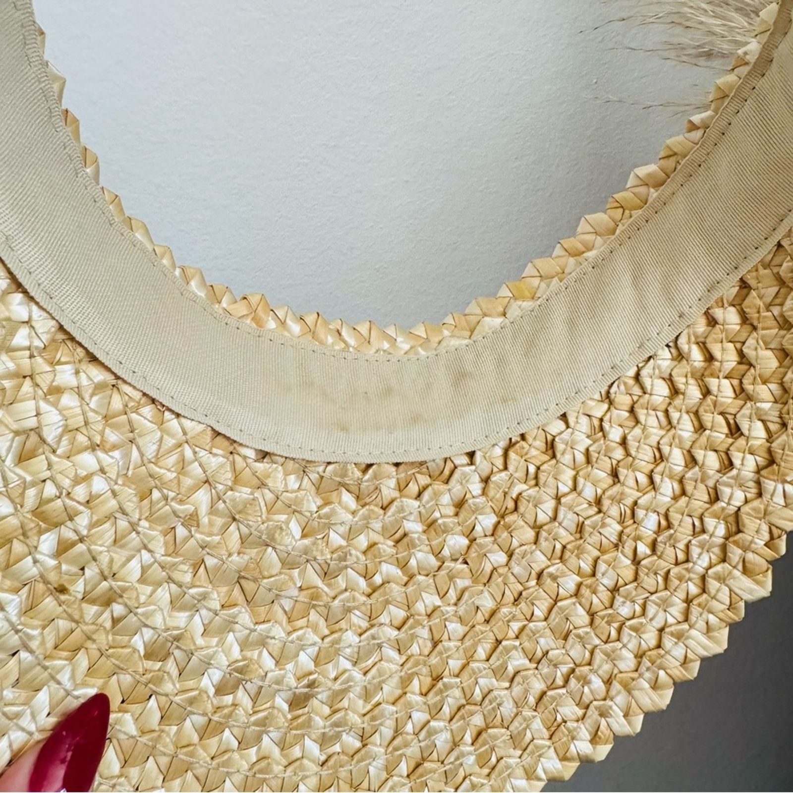 ANTHROPOLOGIE BEACH RIOT Tan Woven Straw $78 Visor Wide Hat display picture 3