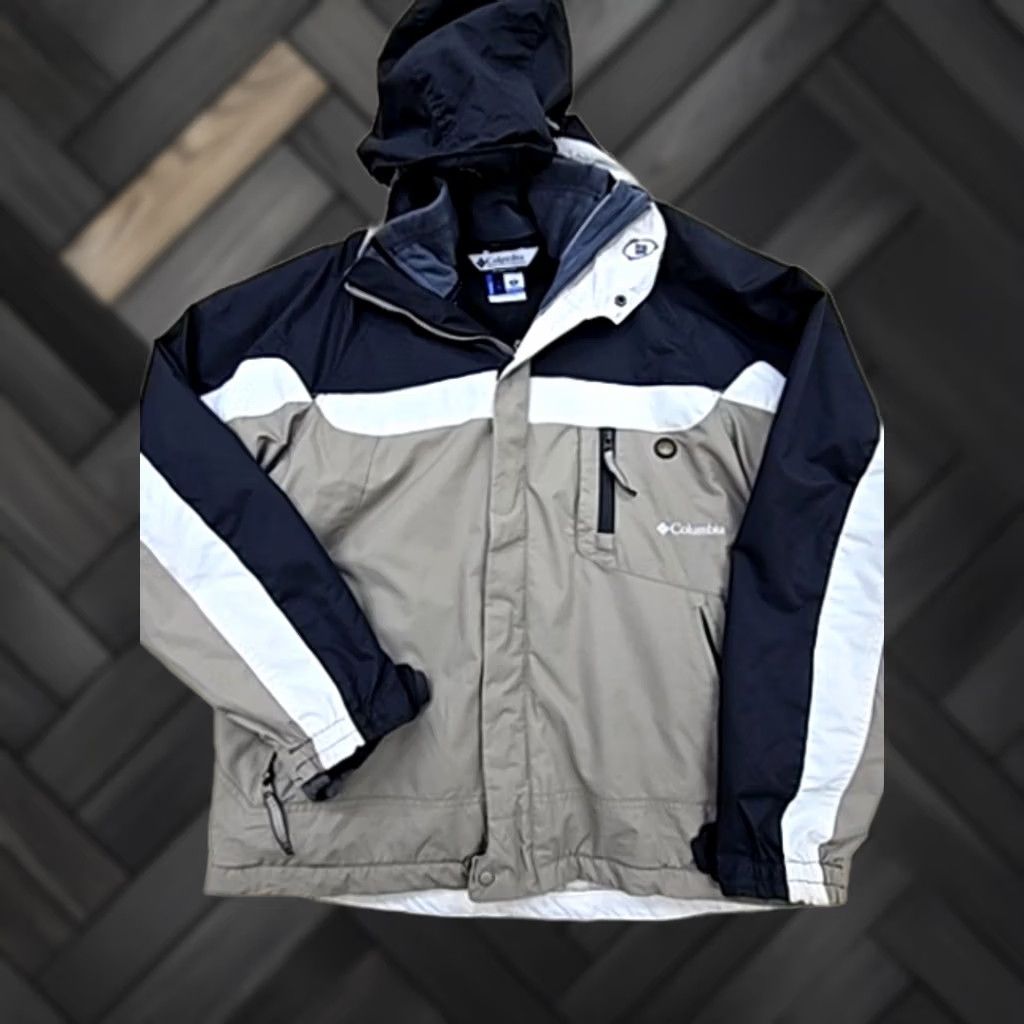 Vintage Columbia Interchange Jacket 3-in-1 Men M Grey/Navy 100% Nylon Water Resistant Detachable Hood Zip Slim Regular Size US M / EU 48-50 / 2 - 1 Thumbnail