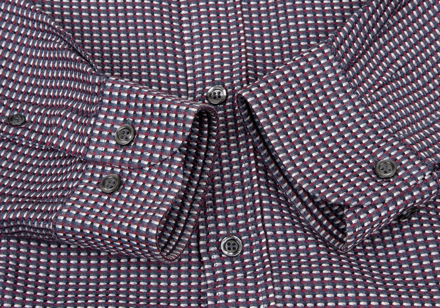 Emporio Armani One-Point Logo Multi-Embroidered Shirt in Blue and Red Size US M / EU 48-50 / 2 - 8 Thumbnail