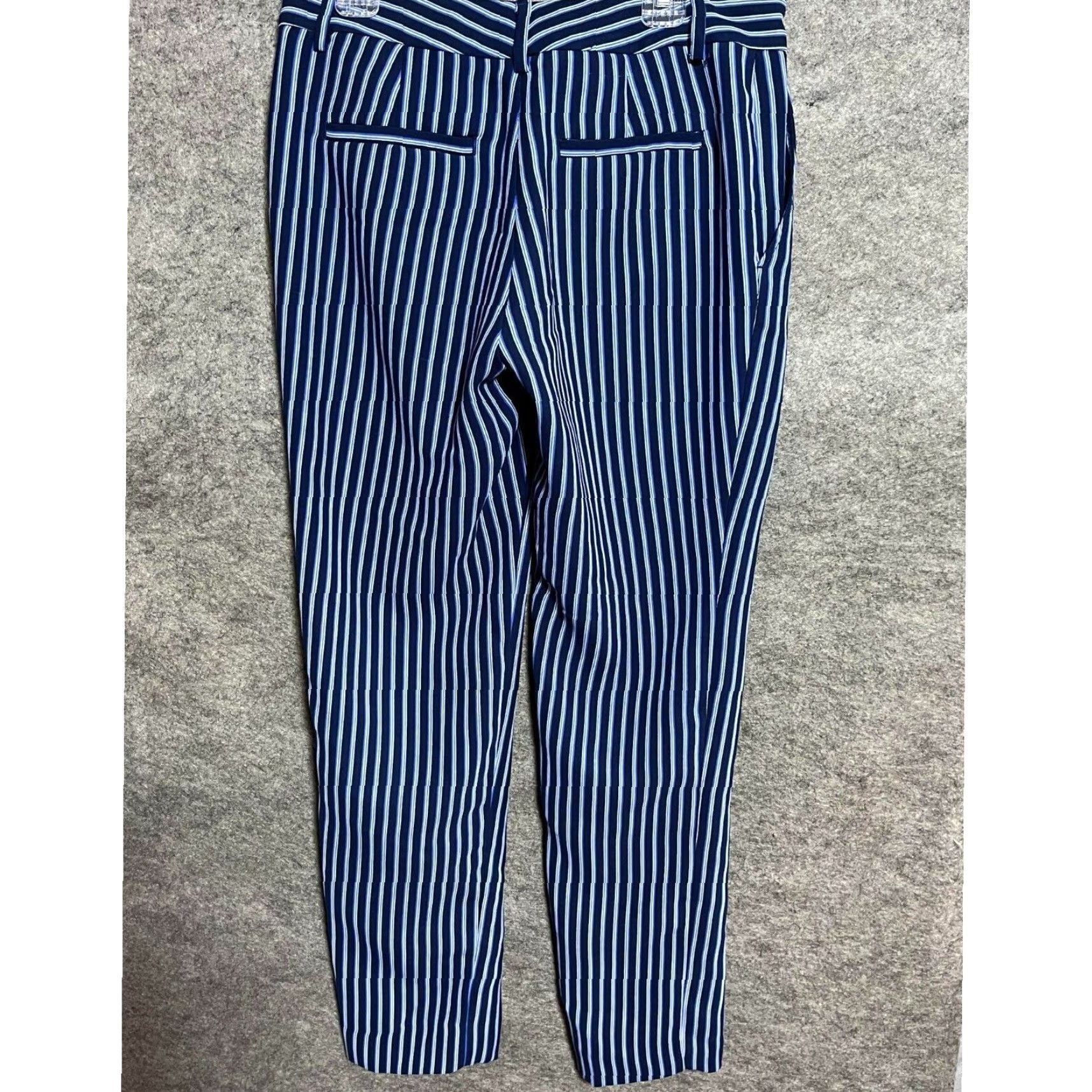 Banana Republic Banana Republic Dress Pants Sz 0 Blue Striped Flat Front Tapered Twill Polyester Business Workwear Women Size 25" / US 0 / IT 36 - 2 Thumbnail