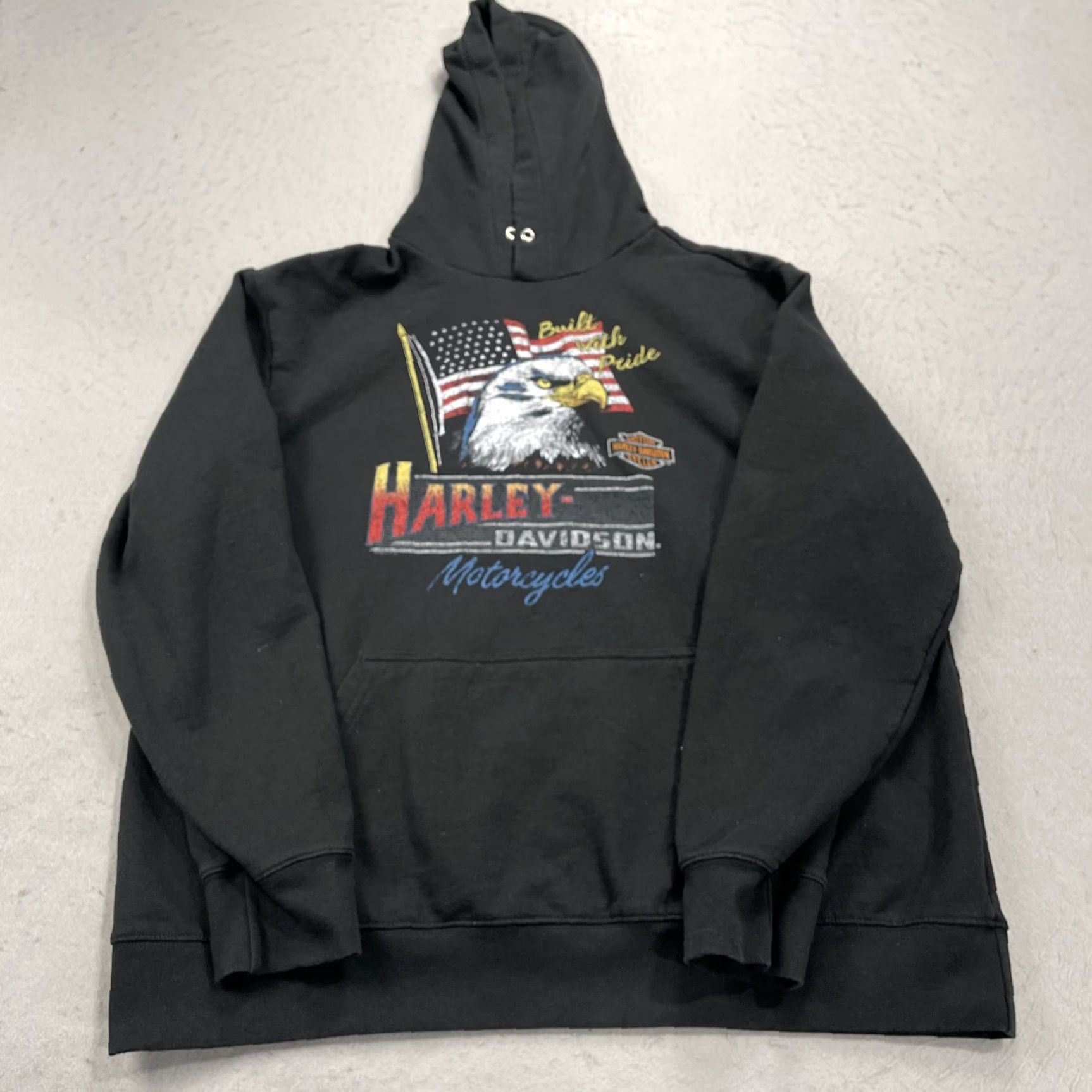 Harley Davidson Harley-Davidson Hoodie Mens XL Black Logo Sweatshirt Biker Motorcycle Ohio Graphic Print Cotton Blend Fleece Pullover Regular Man Size US XL / EU 56 / 4 - 2 Thumbnail