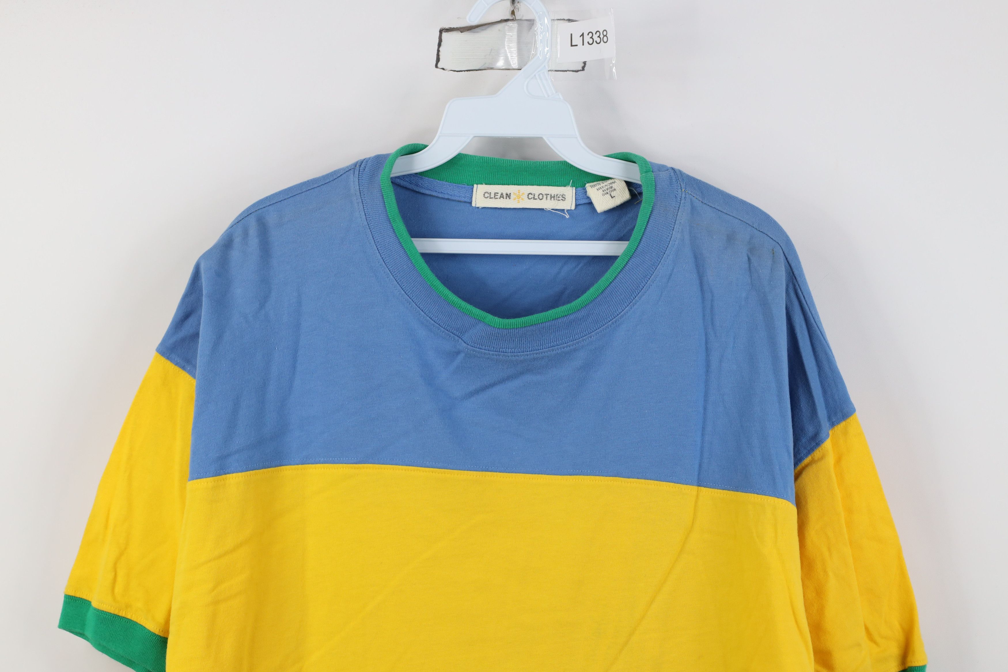 Vintage 90s Streetwear Color Block Ringer T-Shirt Cotton