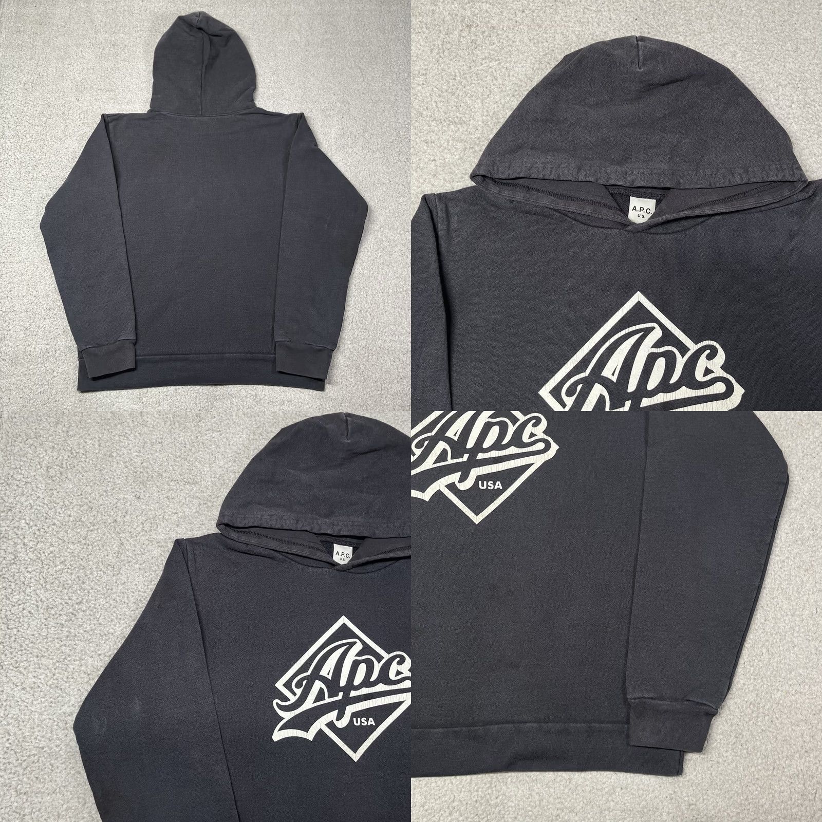 A.P.C. A.P.C. Hoodie Mens L Wayne Faded Sweatshirt Made USA Streetwear Size US L / EU 52-54 / 3 - 8 Thumbnail
