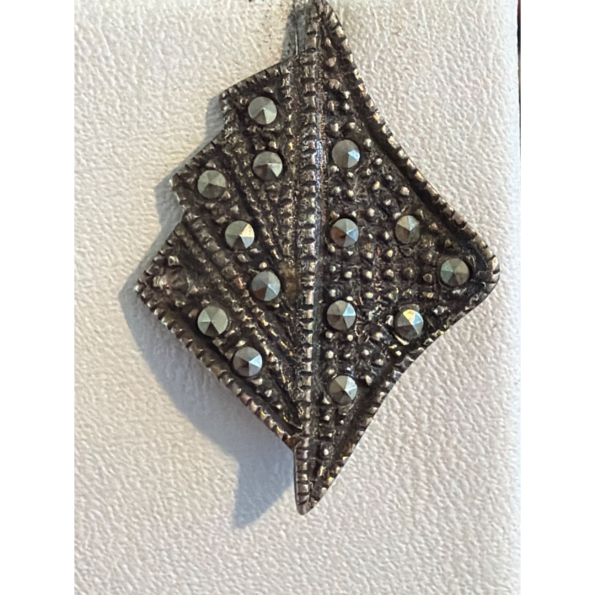 Other Vtg Sterling Silver Marcasite Leaf Pierced Earrings Fan MCM Size ONE SIZE - 2 Thumbnail