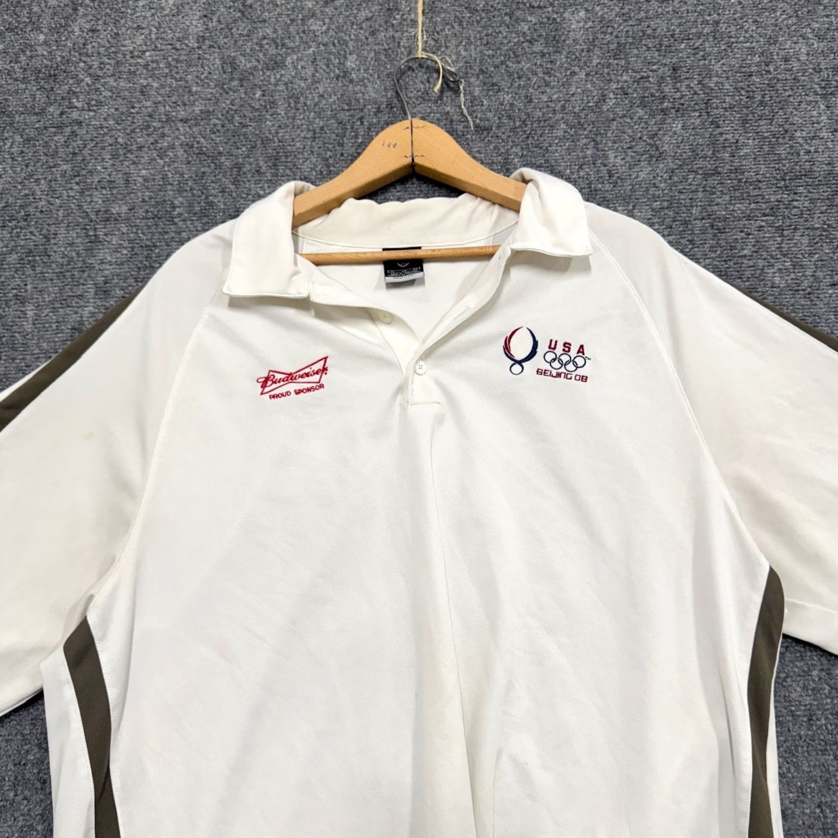 Nike Nike Polo Shirt Men XL 2008 Beijing Budweiser Stained 1/4 Button Up White Size US XL / EU 56 / 4 - 5 Thumbnail