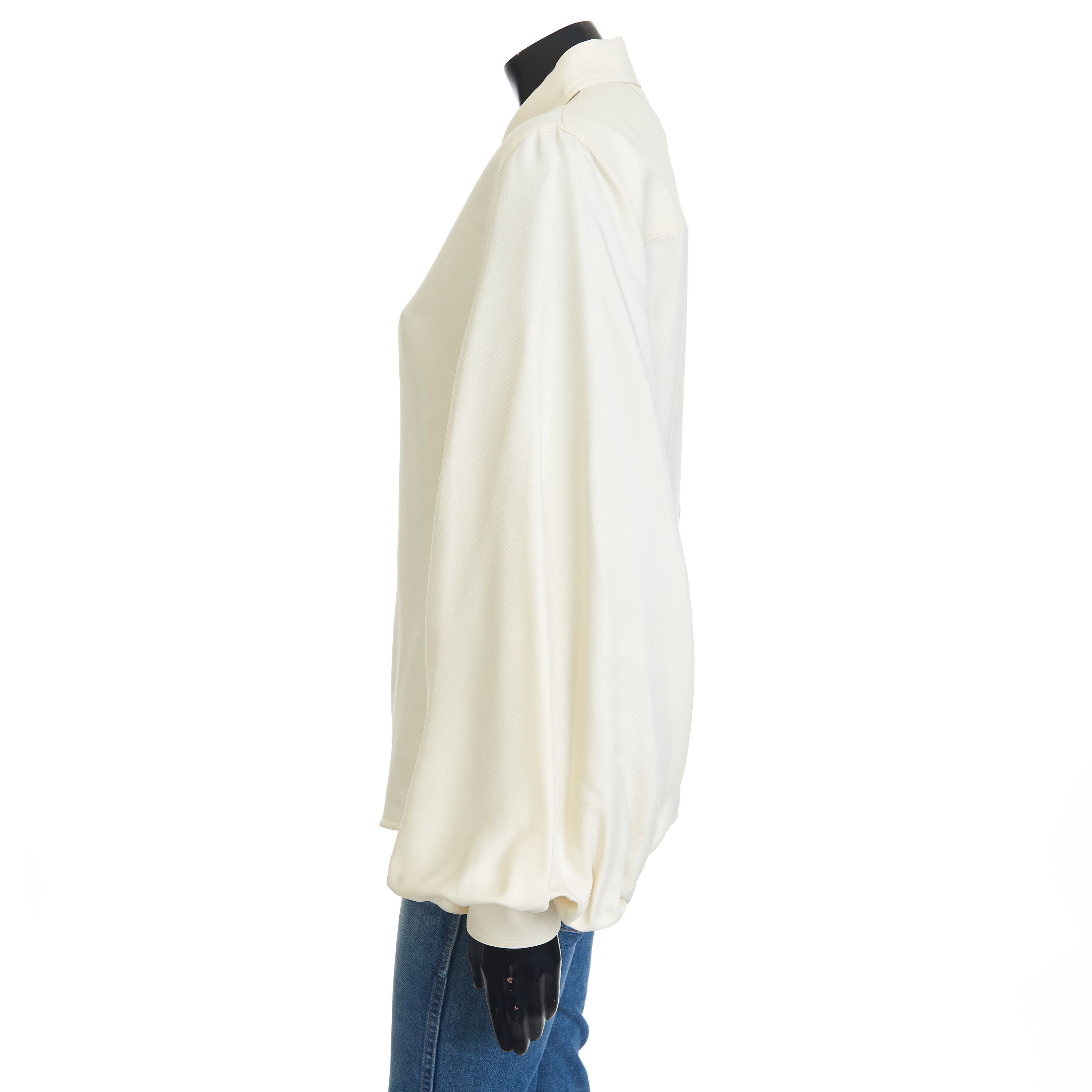 Bottega Veneta Longsleeve Shirt In Seasalt Viscose & Silk Mix Fluid Twill Size S / US 4 / IT 40 - 3 Thumbnail