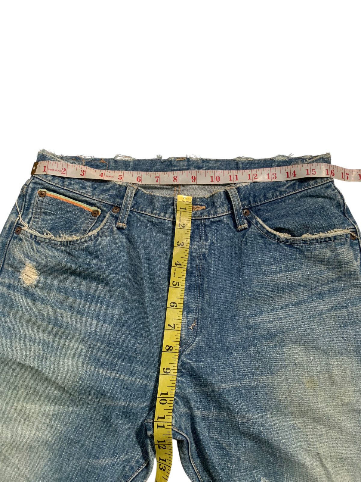 Kapital VINTAGE EDWIN 505S SELVEDGE PUNK SHORT DISRESSED DENIM Size US 32 / EU 48 - 22 Thumbnail