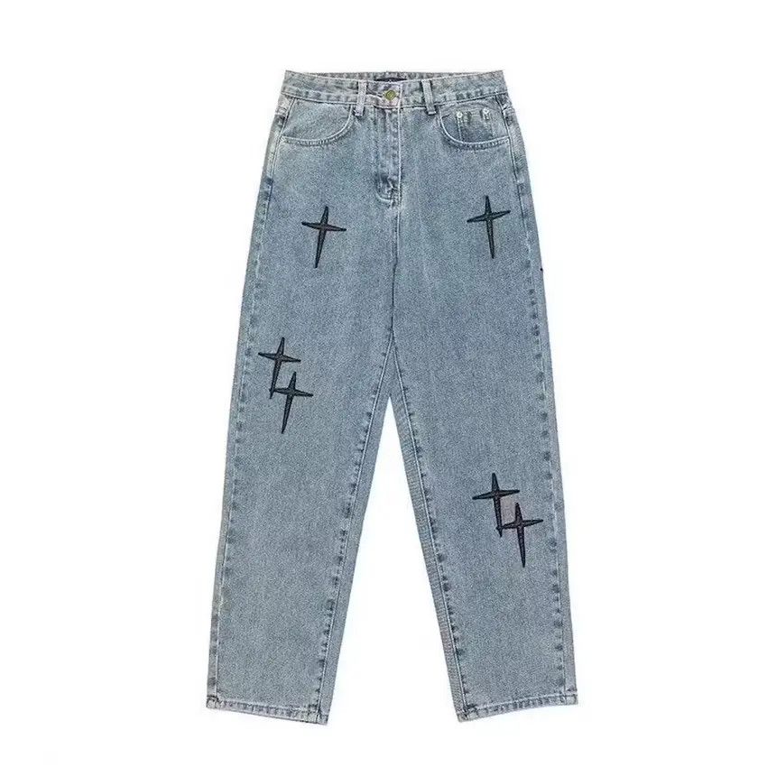 Designer × Japanese Brand STARS Embroidery Graphic y2k Straight Leg Denim Jeans Size US 30 / EU 46 - 5 Thumbnail