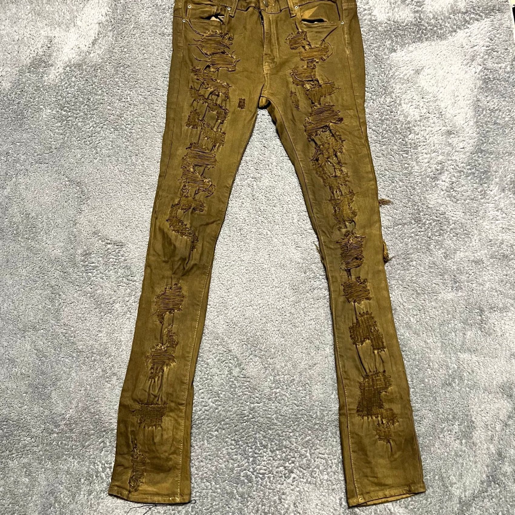 MNML MNML Jeans Mens Skinny Distressed Brown Stretch Stacked Pants 33 Size US 33 - 2 Thumbnail