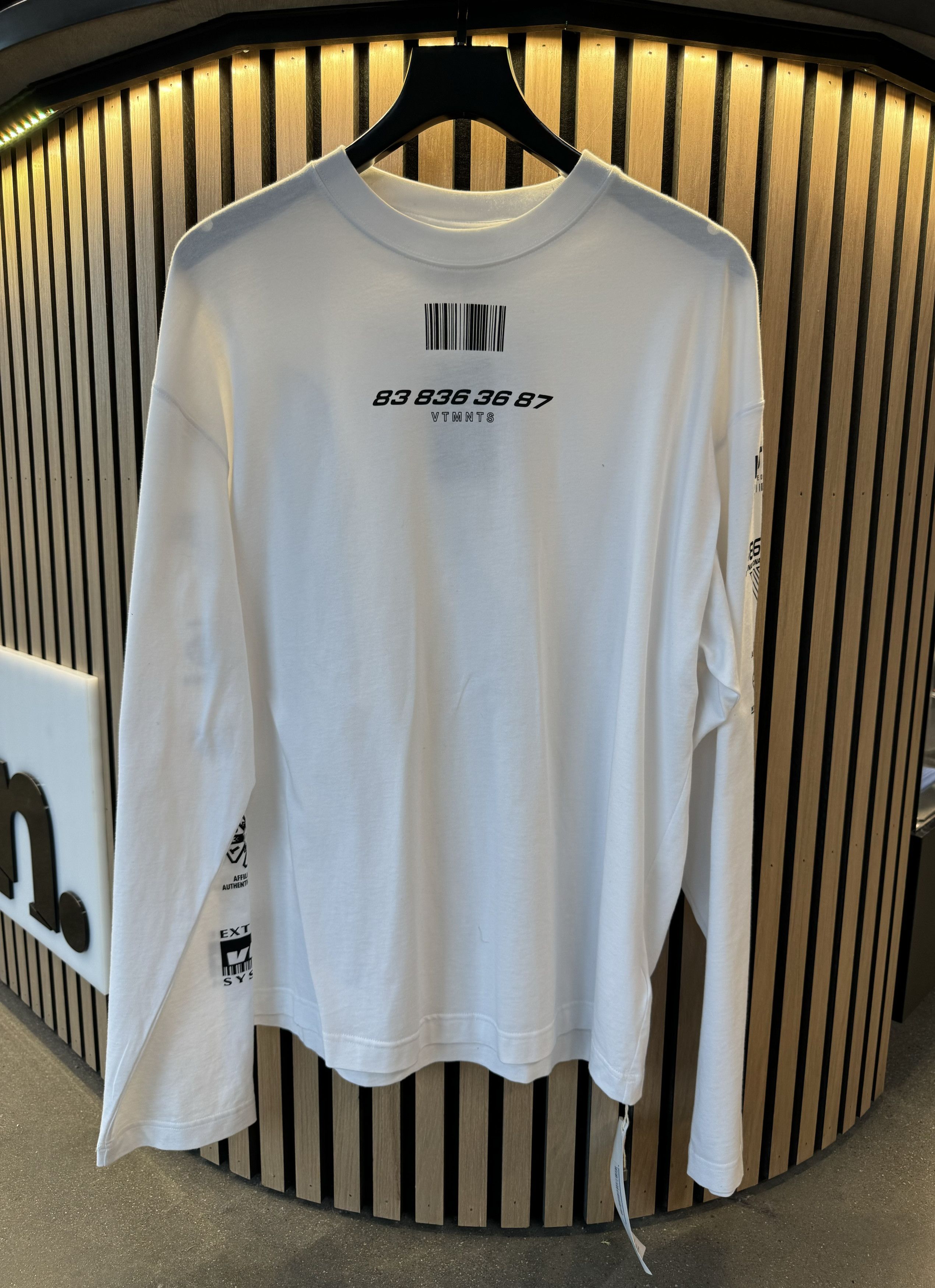 image of Vtmnts 'all Rights Reserved' Long Sleeve Shirt White, Men's (Size Medium)