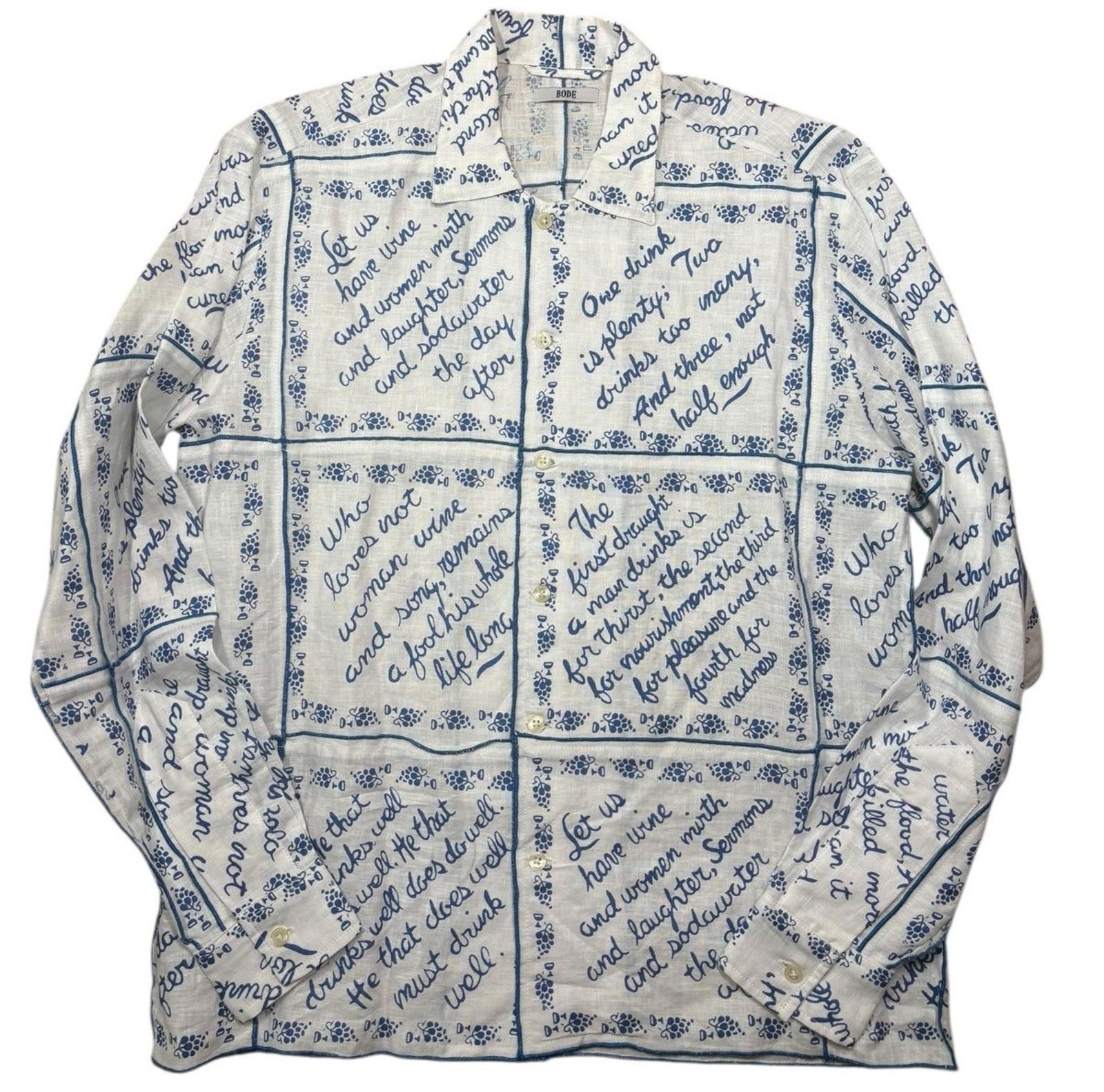 Bode Bode Greek Long-Sleeve Linen Tablecloth Shirt Size US S / EU 44-46 / 1 - 1 Thumbnail