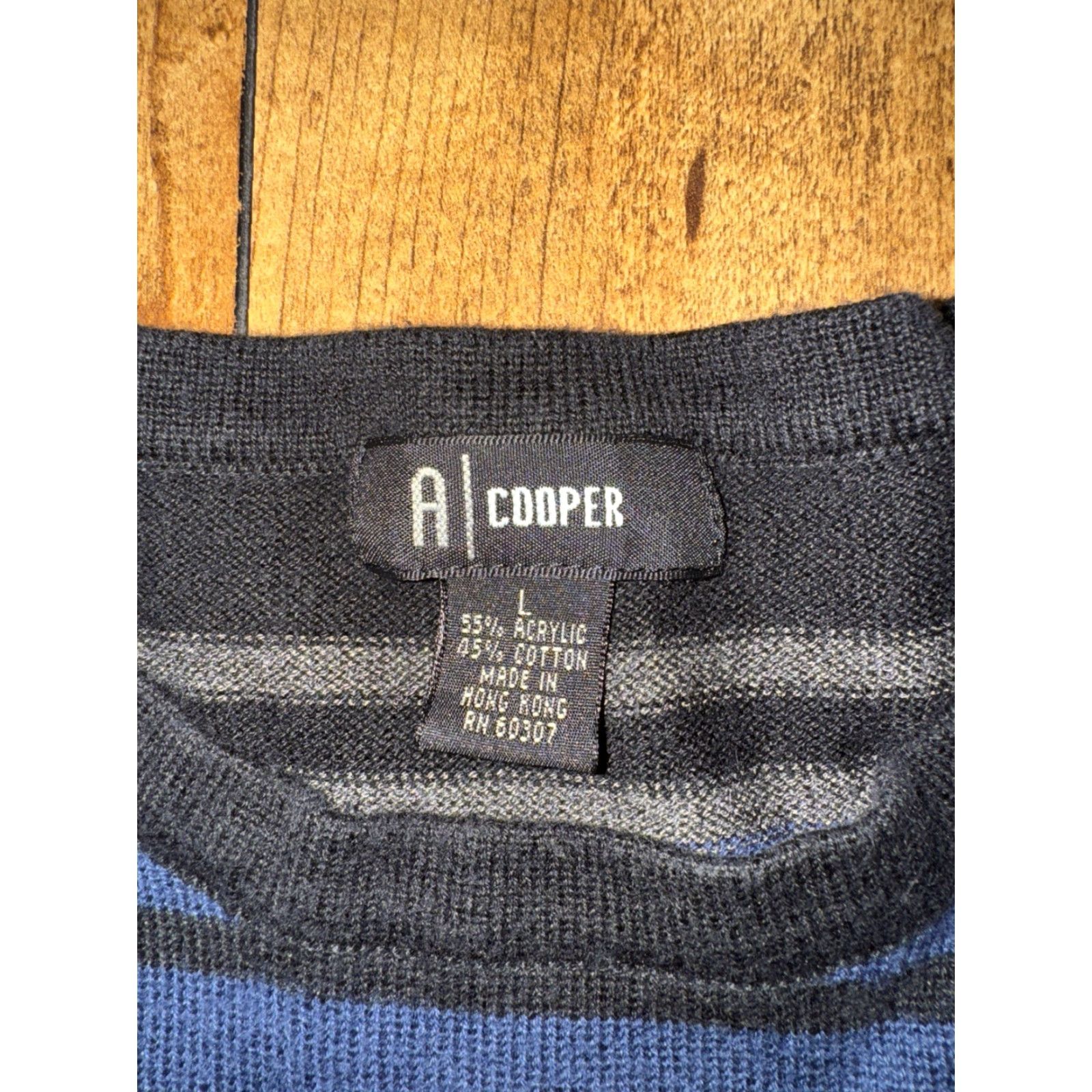 Vintage A. Cooper Striped Lightweight Sweater Men L Blue Pullover Size US L / EU 52-54 / 3 - 2 Thumbnail