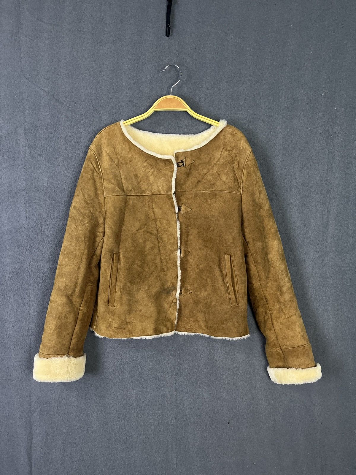 Genuine Leather × Vintage Peau D’ Ane Made in France Real Sheep Leather Suede Jacket Size S / US 4 / IT 40 - 1 Thumbnail