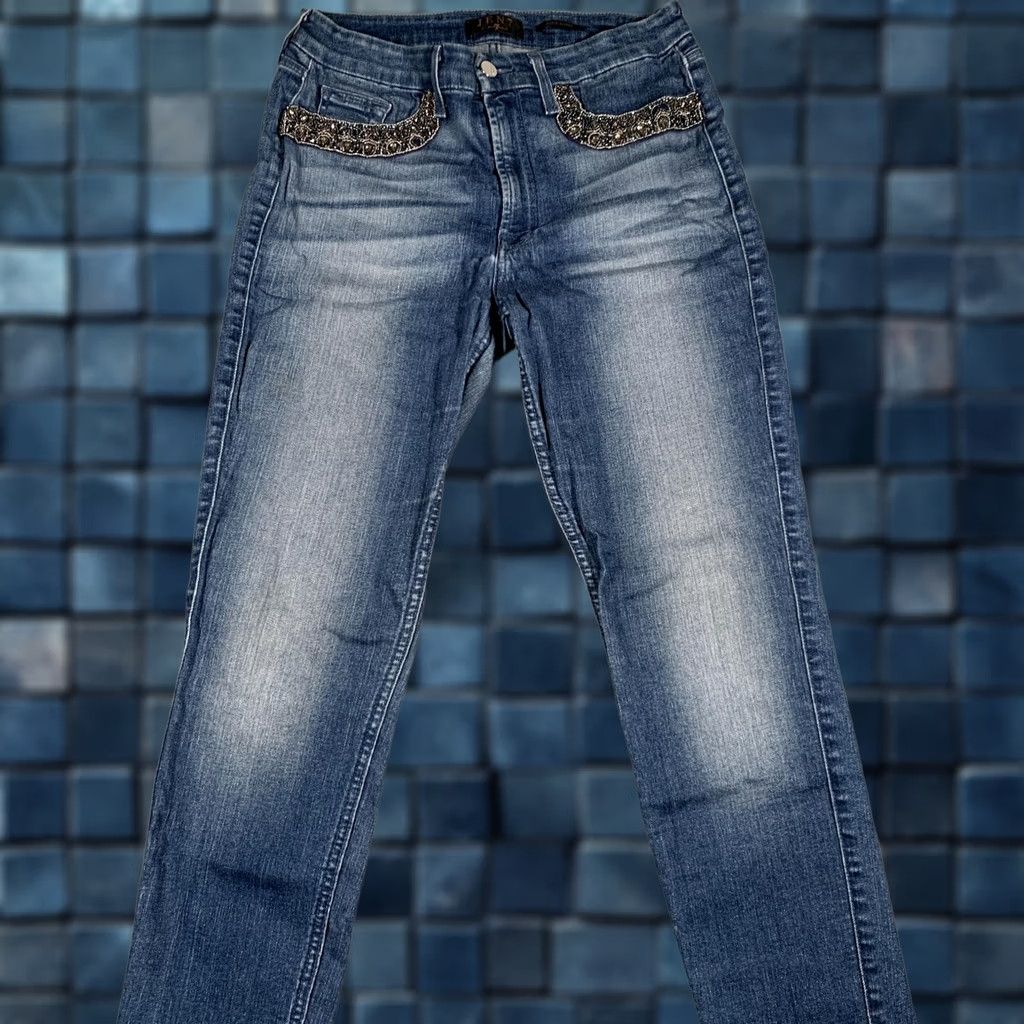 Vintage Jen7 Jeans Womens 10 Ankle Skinny Beaded Pocket Stretch Denim Mid Rise Blue Size 32" / US 10 / IT 46 - 1 Thumbnail