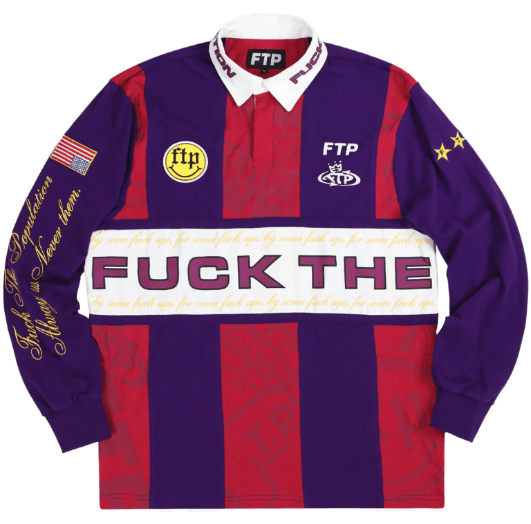 image of Fuck The Population Ftp Souvenir Rugby Jersey Purple 2Xl, Men's