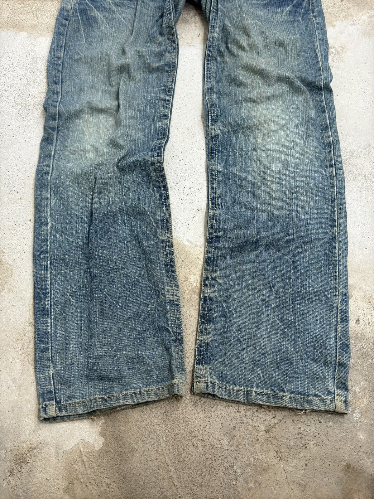 Japanese Brand Double Waist Distressed Denim Jeans Red Tartan Plaid Punk Size US 32 / EU 48 - 6 Thumbnail