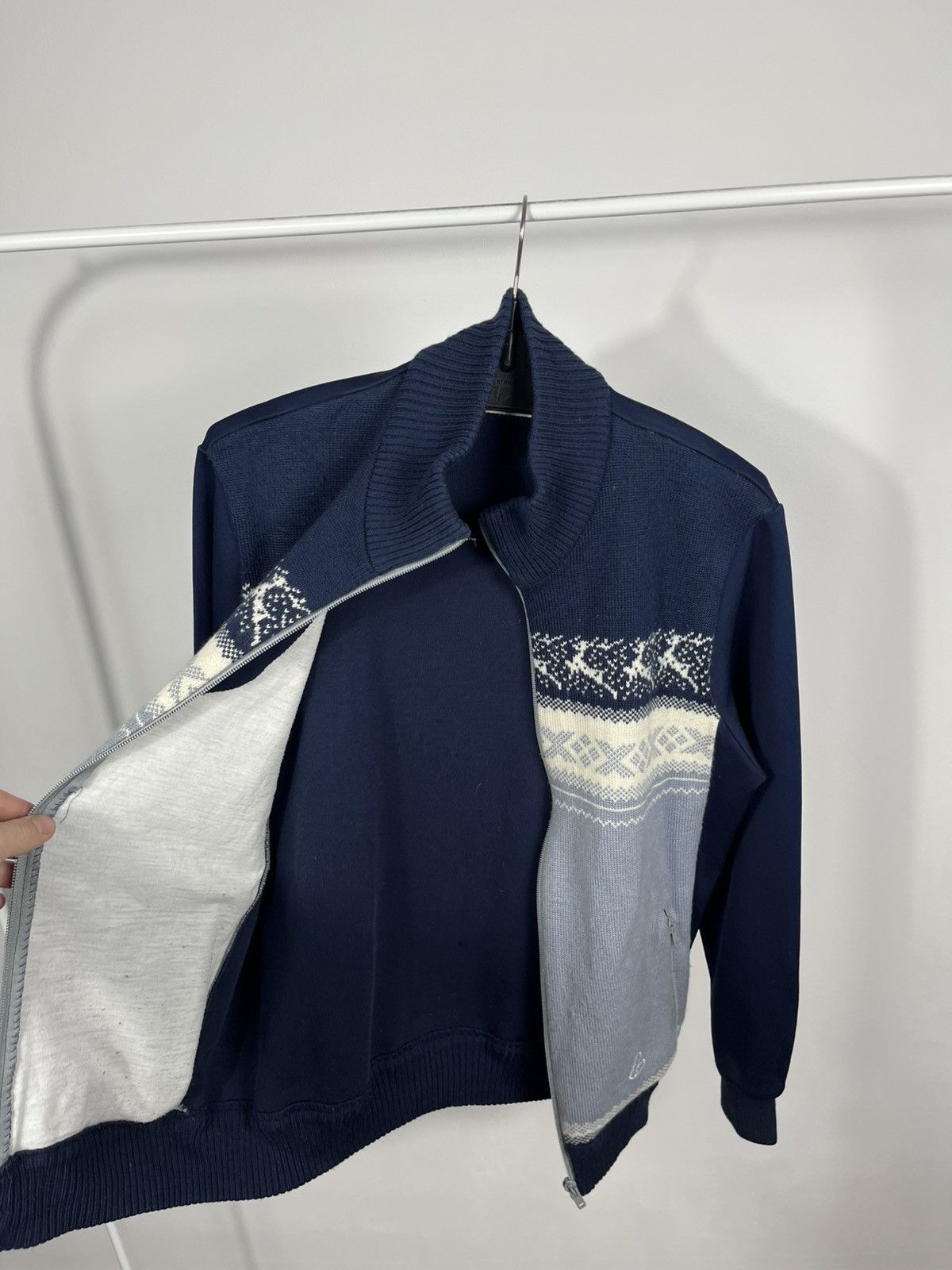 Other Löffler Nordic knit full-zip jacket navy grey size 48 S Size US M / EU 48-50 / 2 - 4 Thumbnail