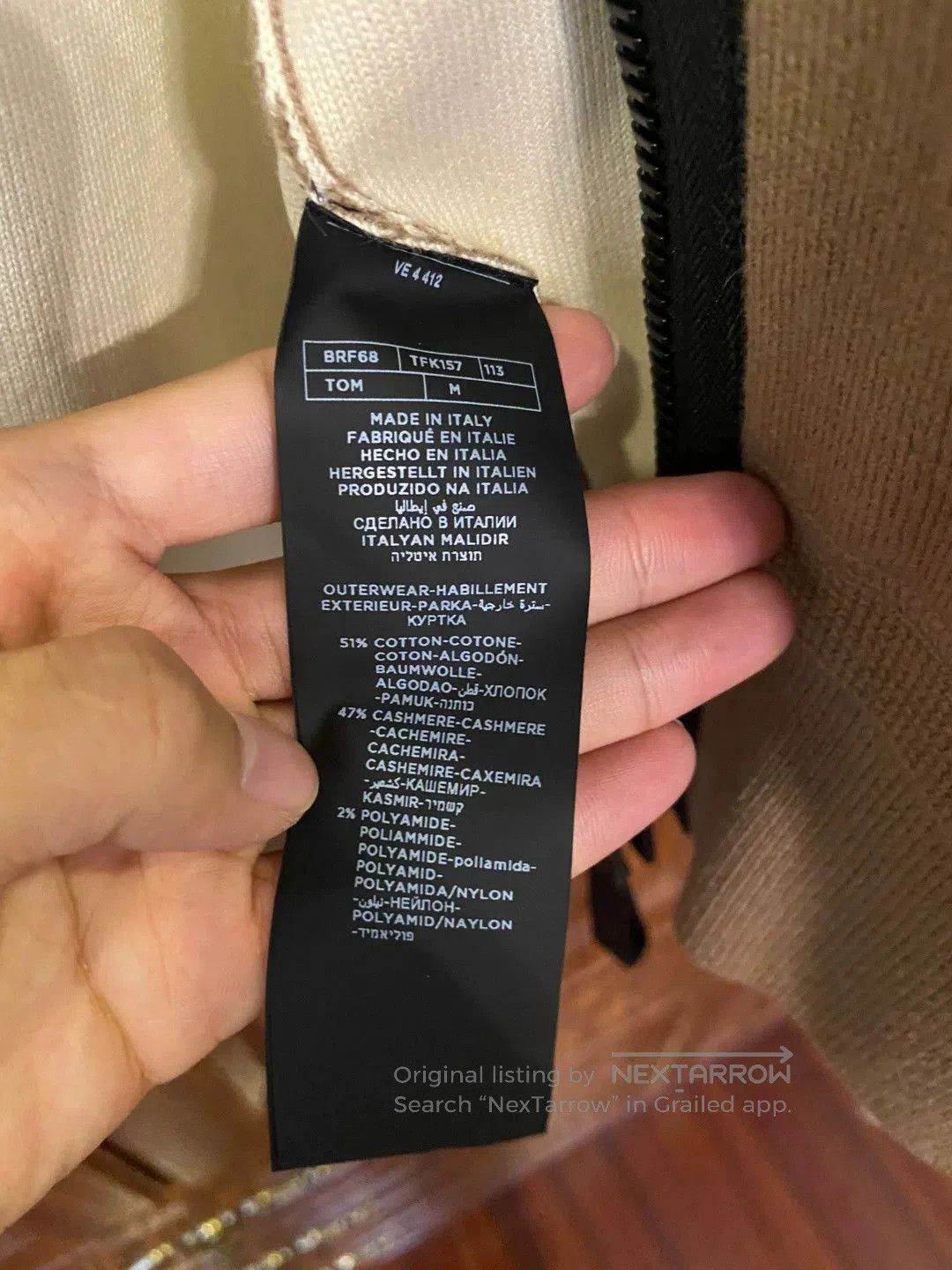 Tom Ford Beige Zip-Up Hoodie with Contrast Panels. Size US M / EU 48-50 / 2 - 7 Thumbnail