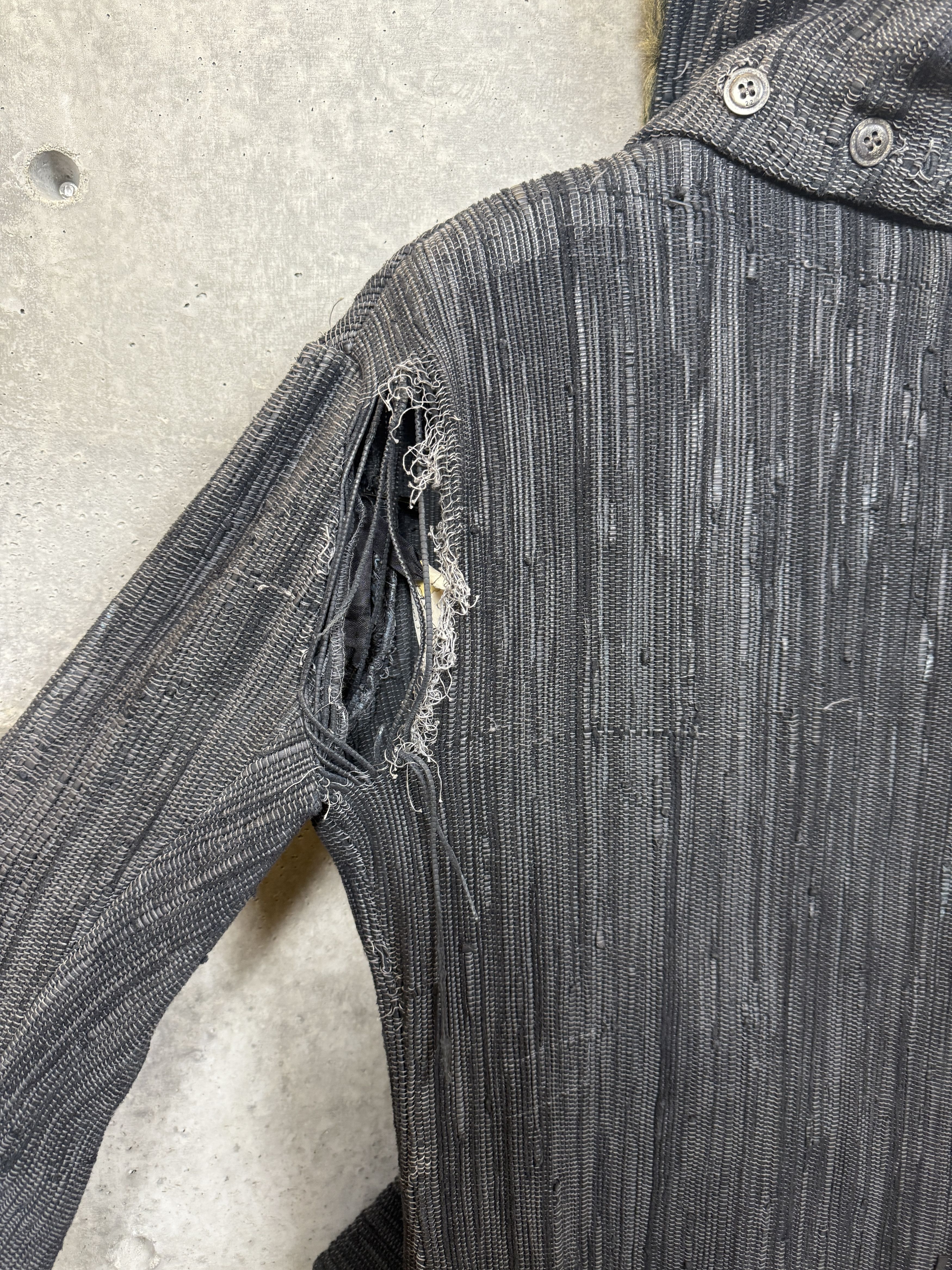 Greg Lauren FW16 Greg Lauren Fur Hood Charcoal Woven Leather Nomad Coat Size US L / EU 52-54 / 3 - 4 Thumbnail
