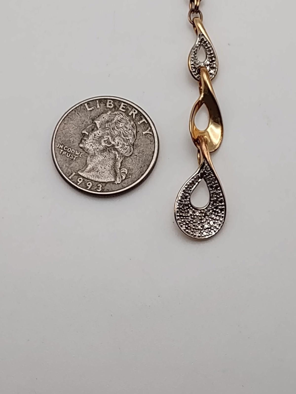 The Unbranded Brand 925 Gold Vermeil Sterling Silver CZ Teardrop Necklace 17" Size ONE SIZE - 2 Thumbnail