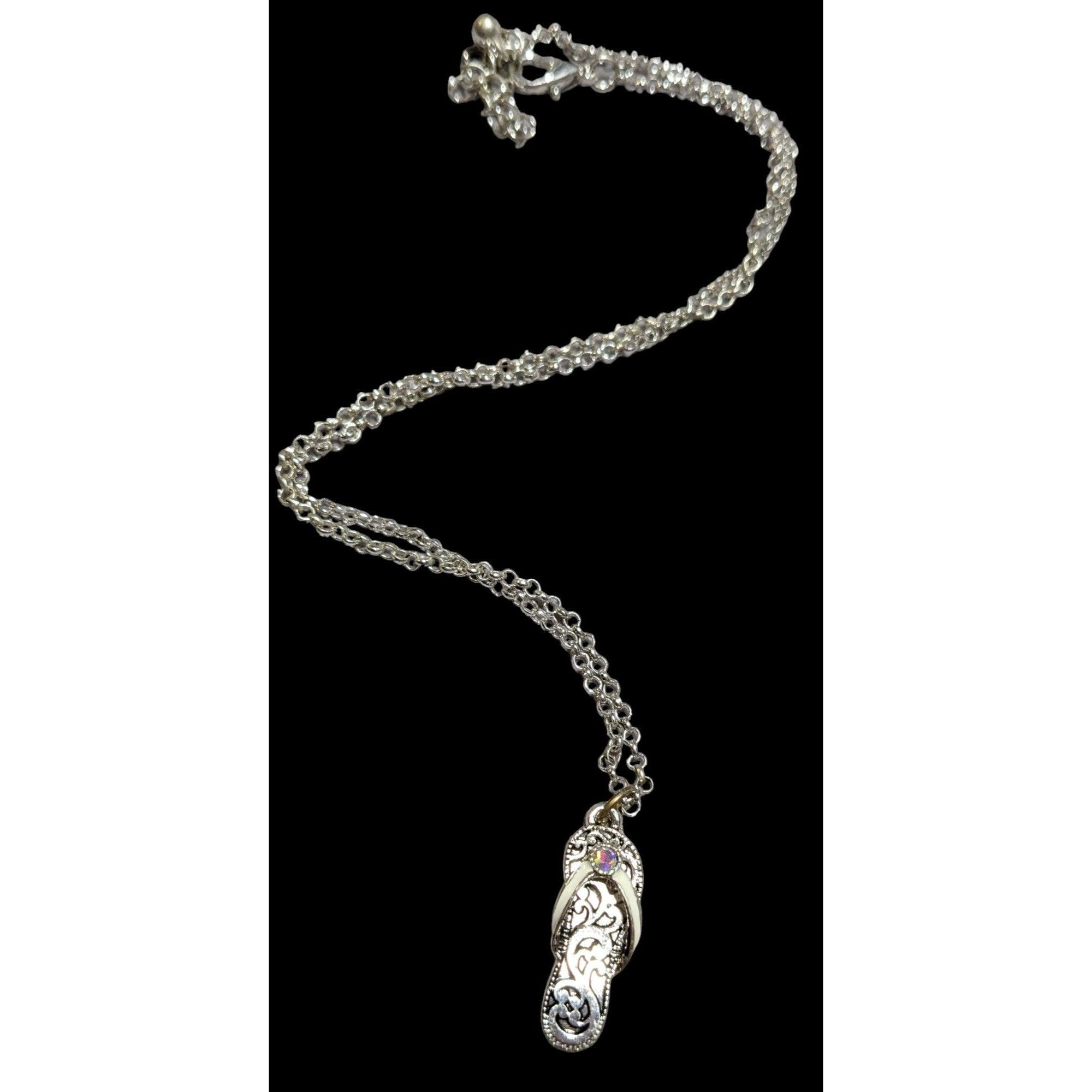 Other Silver Rhinestone Sandal Necklace Size ONE SIZE - 3 Thumbnail