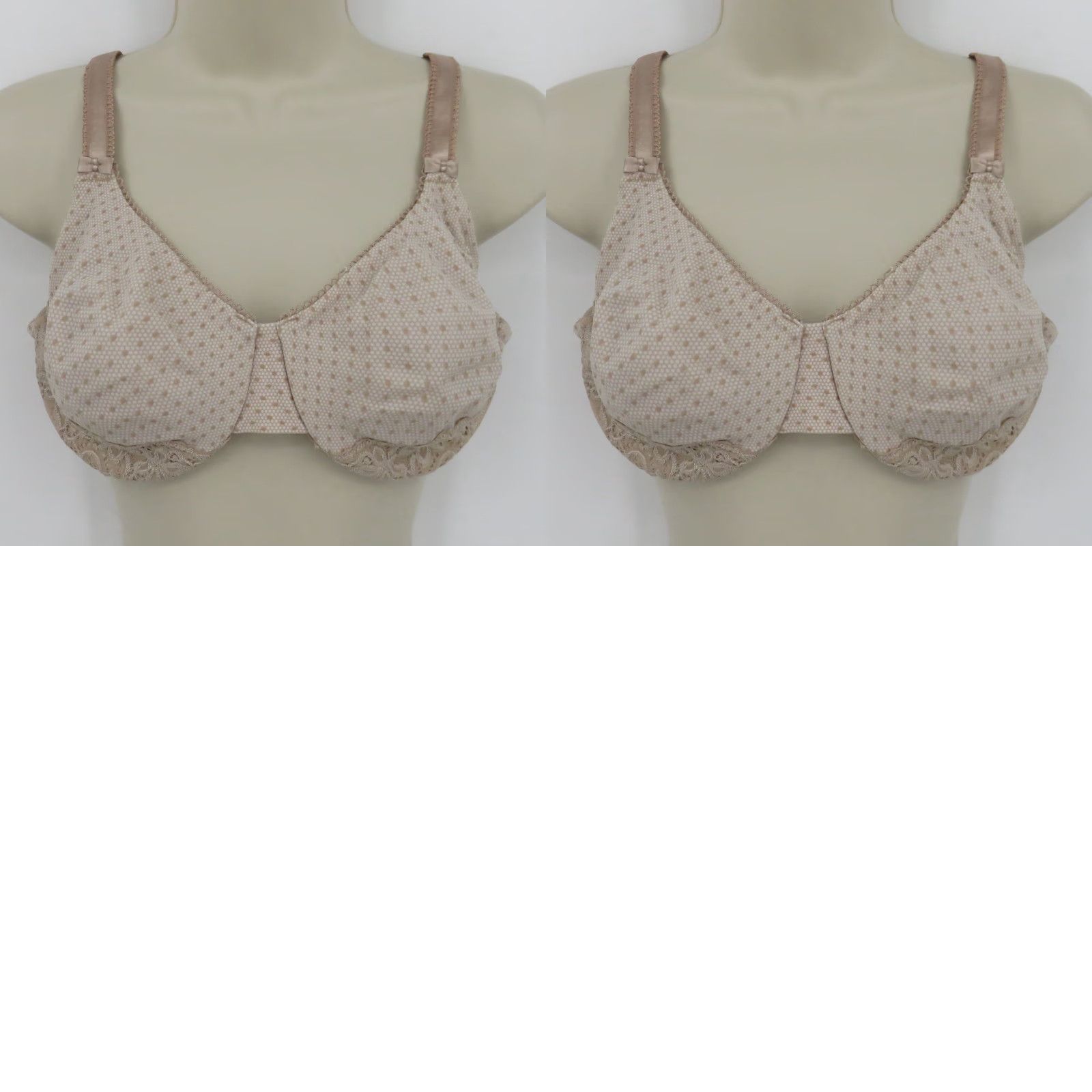 Vintage OLGA Bra 36D Luxury Lift Full Coverage Underwire Beige Polka Dot T-Shirt Bra Women Size ONE SIZE - 9 Thumbnail