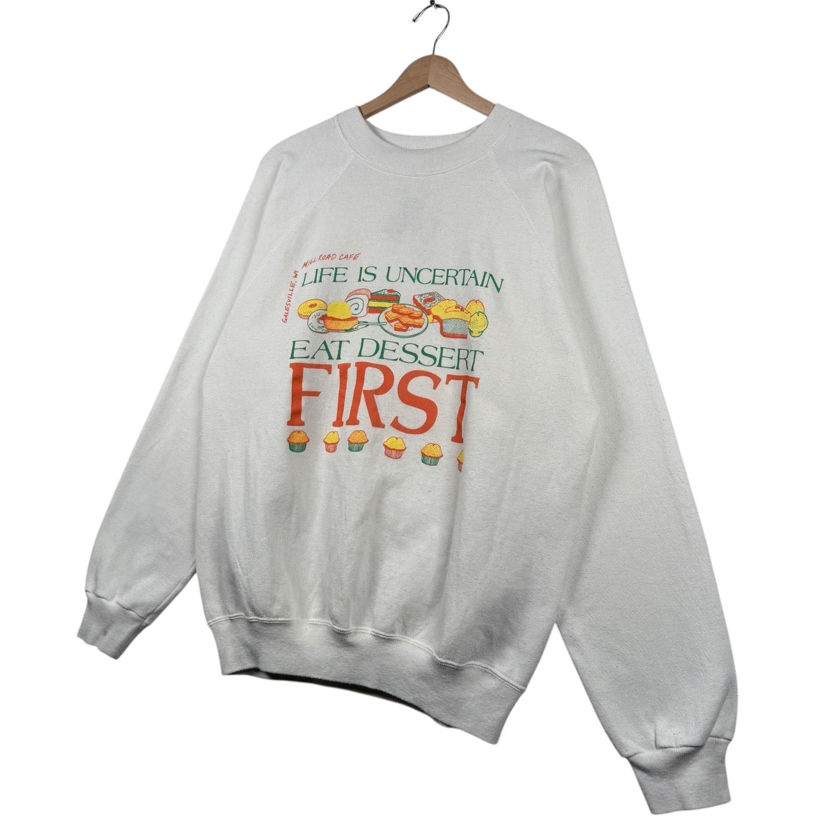 Hanes Vintage Life Is Uncertain Eat Dessert First Crewneck Large Size US L / EU 52-54 / 3 - 3 Thumbnail