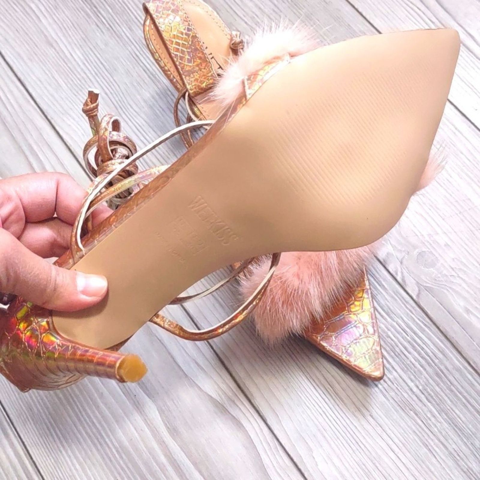 Other (47-1454) Wet Kiss Women's Fluffy Heeled Sandals Size 9.5 Size US 9.5 / IT 39.5 - 7 Thumbnail